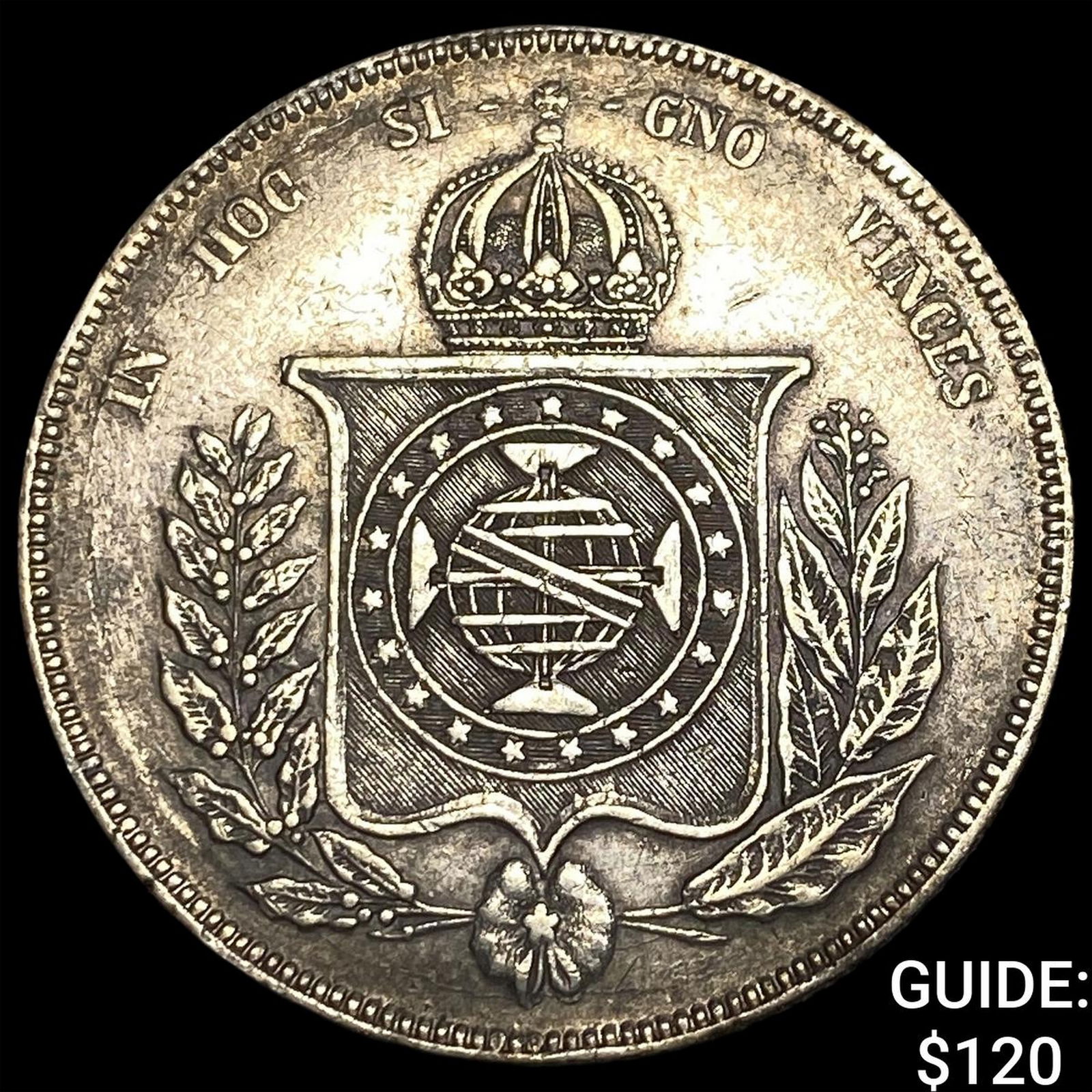 1857 Brazil Silver 1000 Reis CLOSELY UNCIRCULATED: 1857 Brazil Silver 1000 Reis CLOSELY UNCIRCULATED