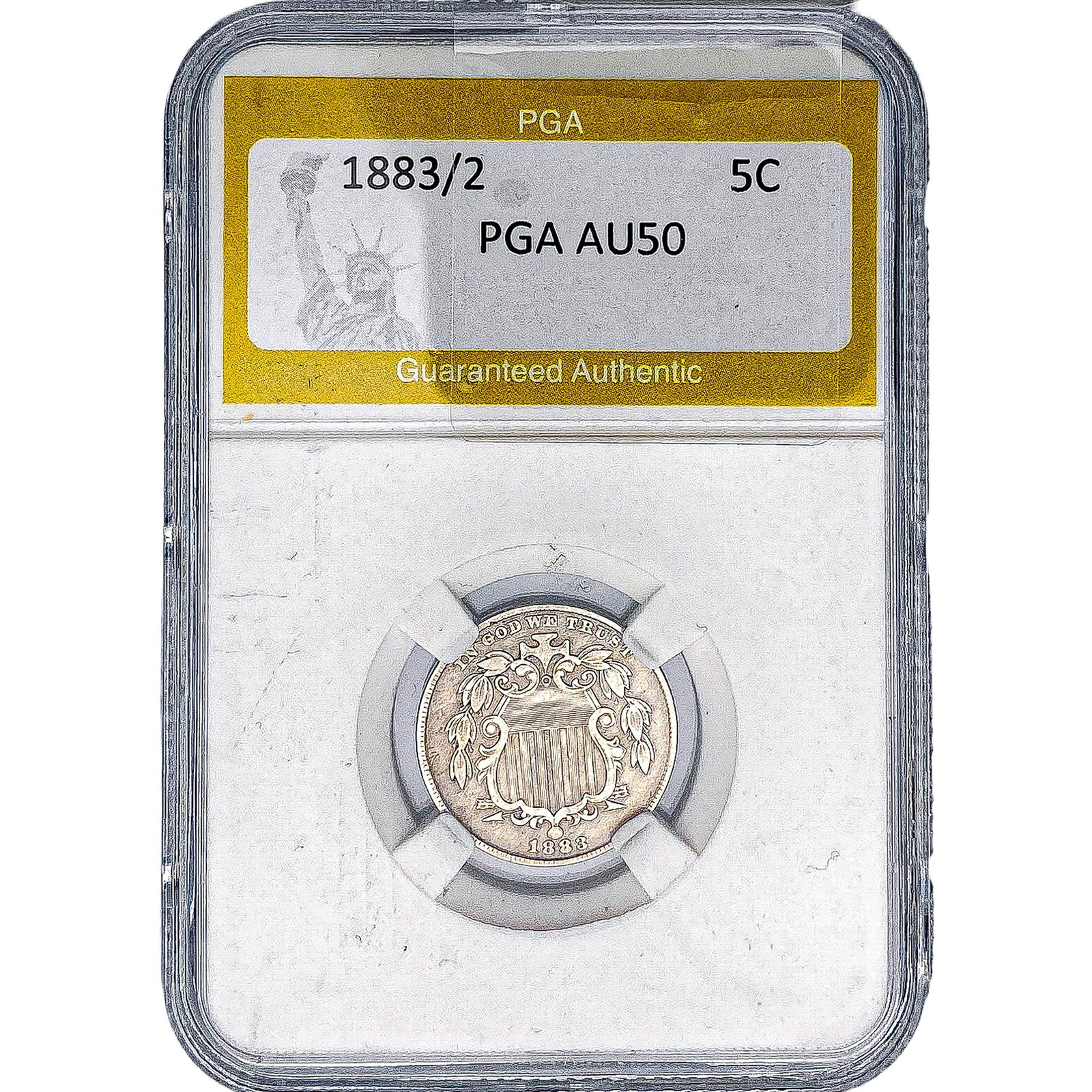 1883/2 Shield Nickel PGA AU50: 1883/2 Shield Nickel PGA AU50