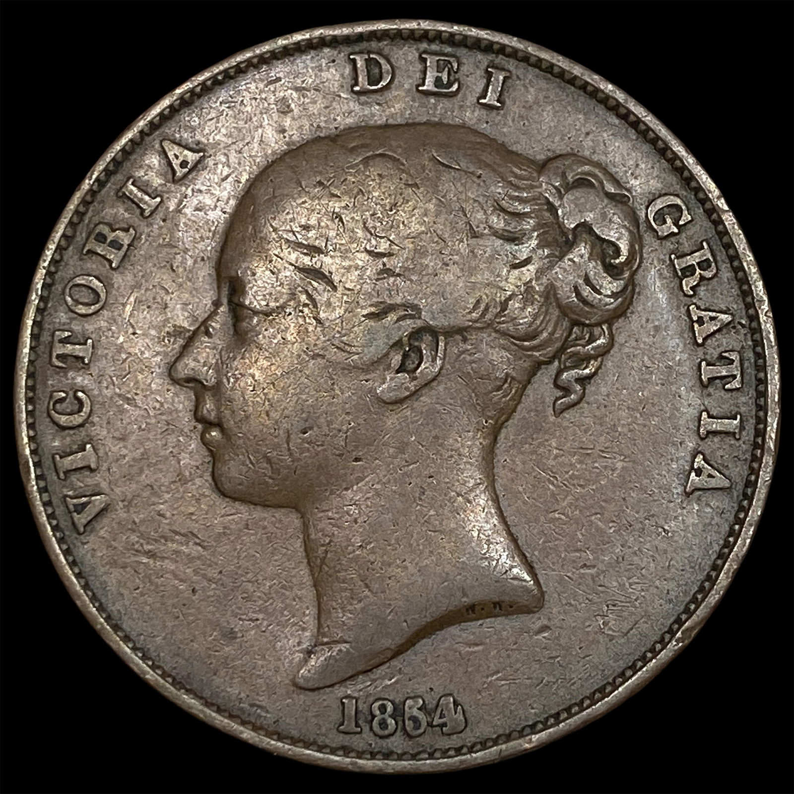 1854 Great Britain Copper Penny NEARLY UNCIRCULATED: 1854 Great Britain Copper Penny NEARLY UNCIRCULATED