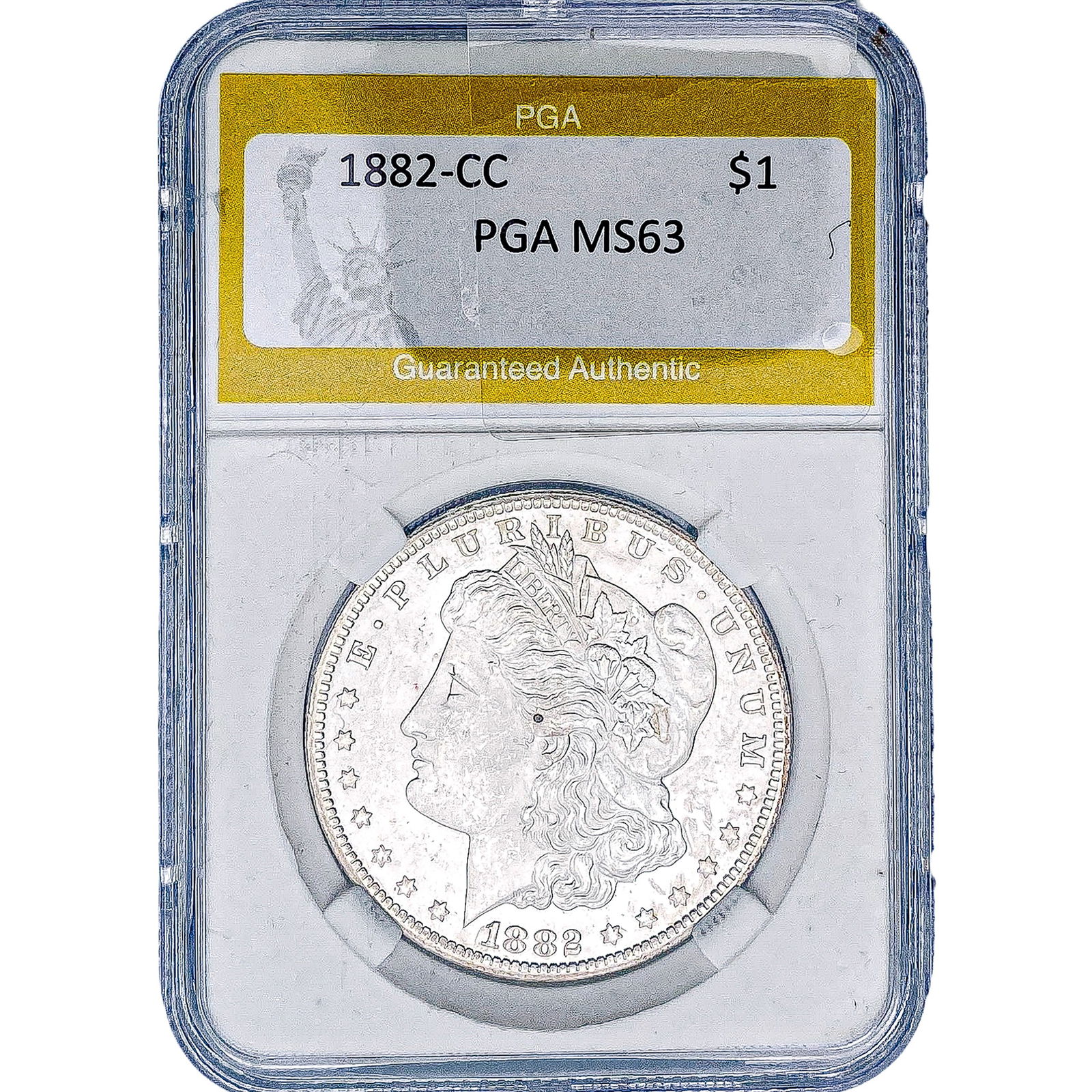 1882-CC Morgan Silver Dollar PGA MS63: 1882-CC Morgan Silver Dollar PGA MS63