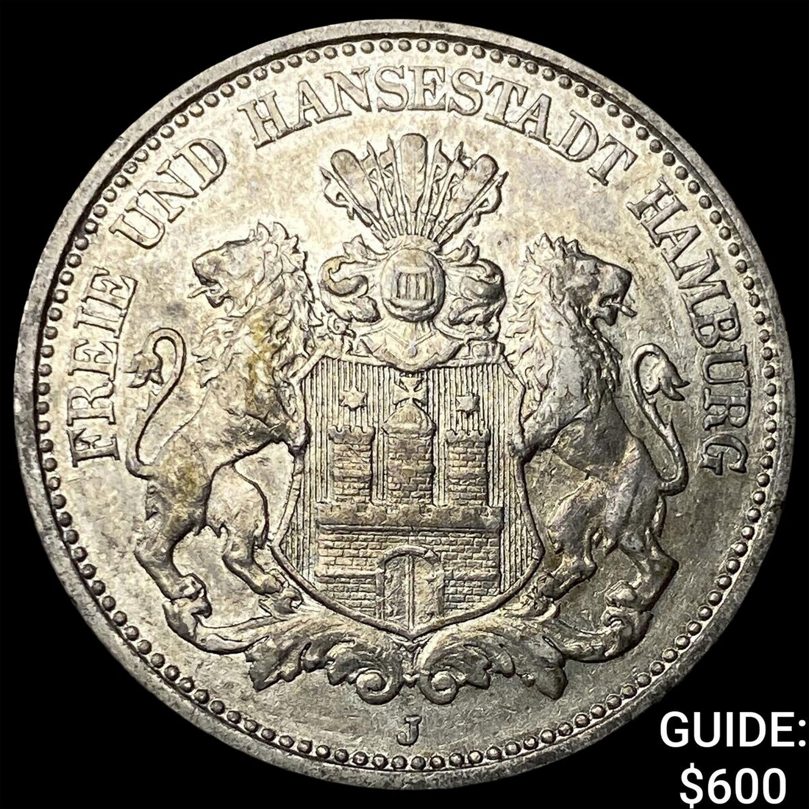 1893 Hamburg Silver 2 Mark CLOSELY UNCIRCULATED (1 of 2)