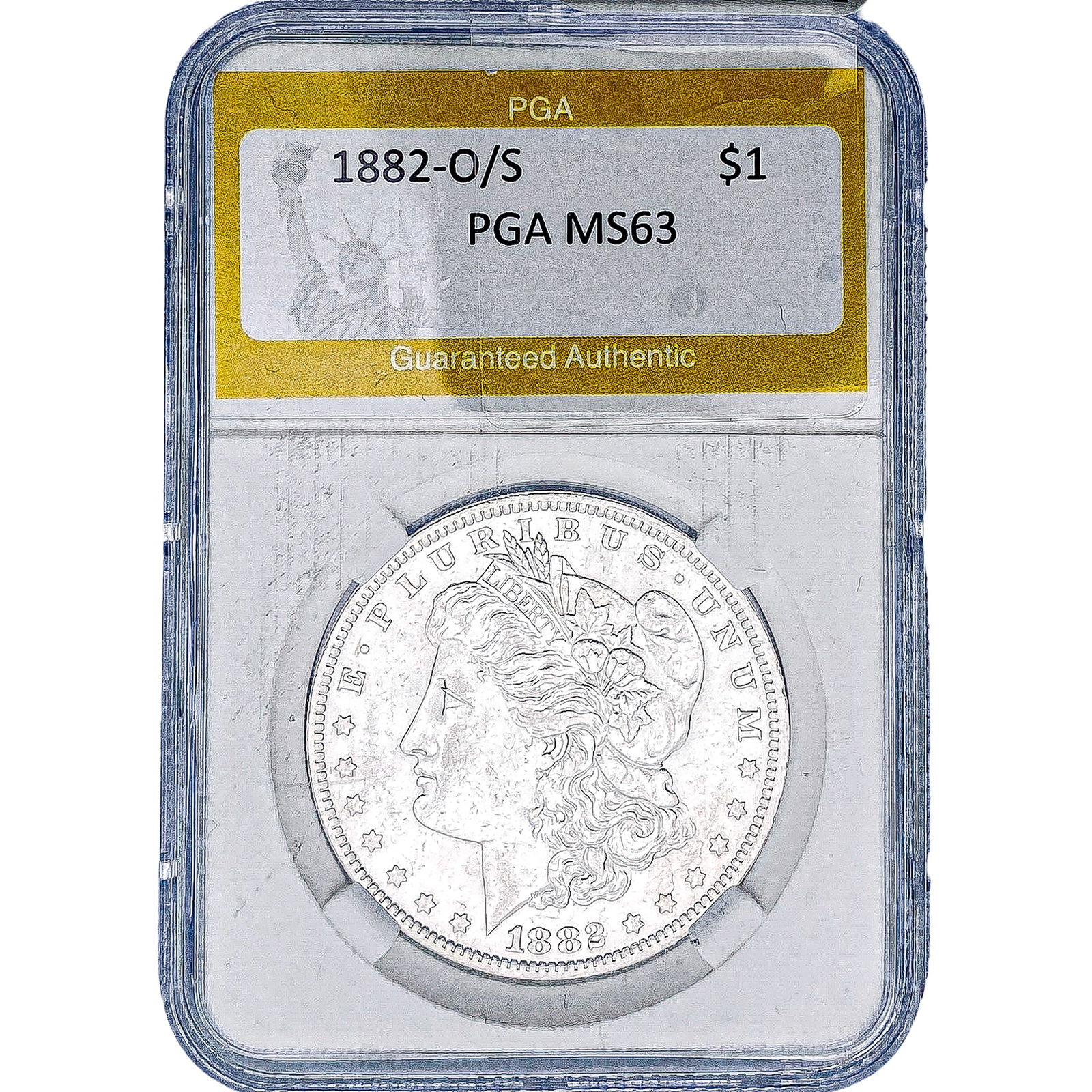 1882-O/S Morgan Silver Dollar PGA MS63: 1882-O/S Morgan Silver Dollar PGA MS63