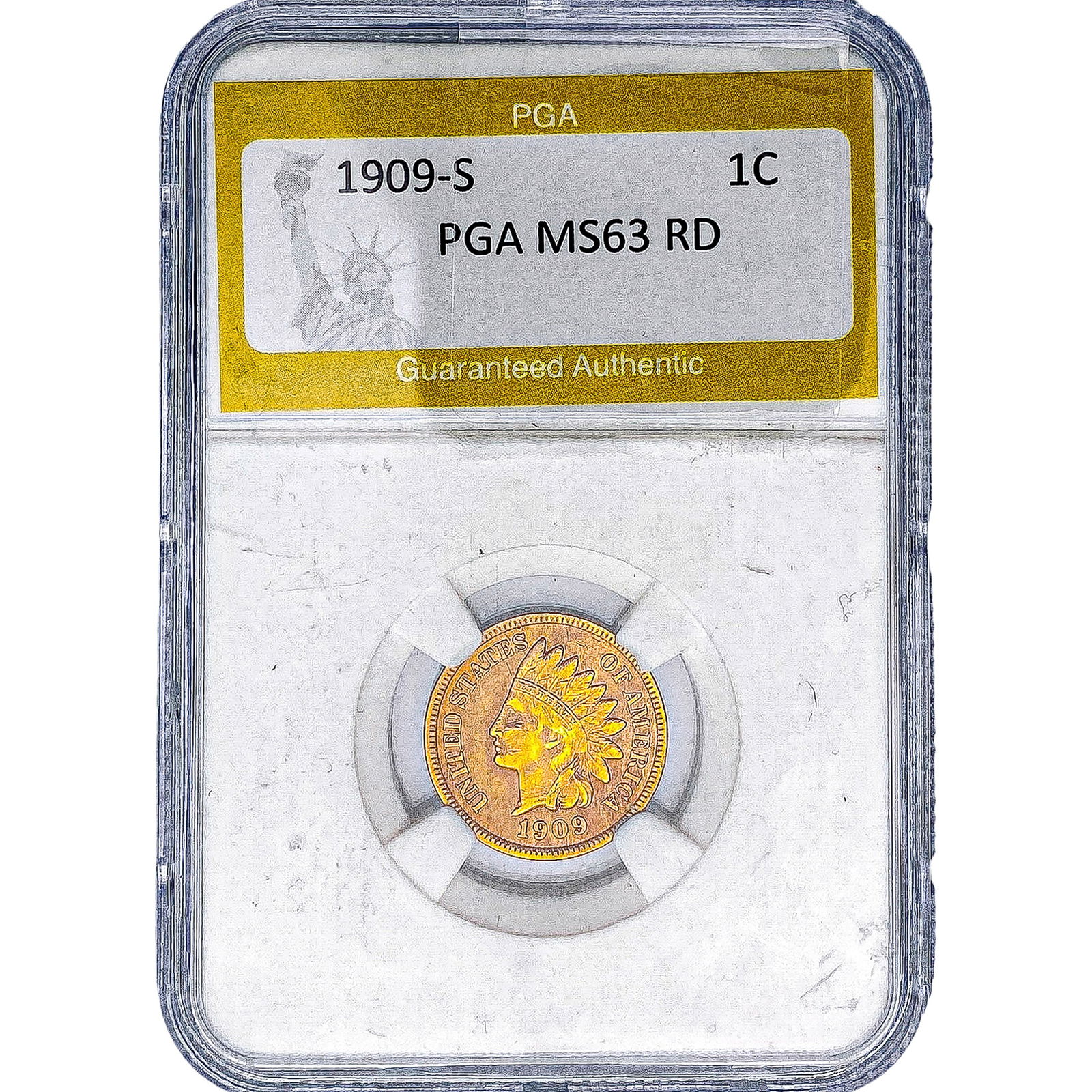 1909-S Indian Head Cent PGA MS63 RD: 1909-S Indian Head Cent PGA MS63 RD