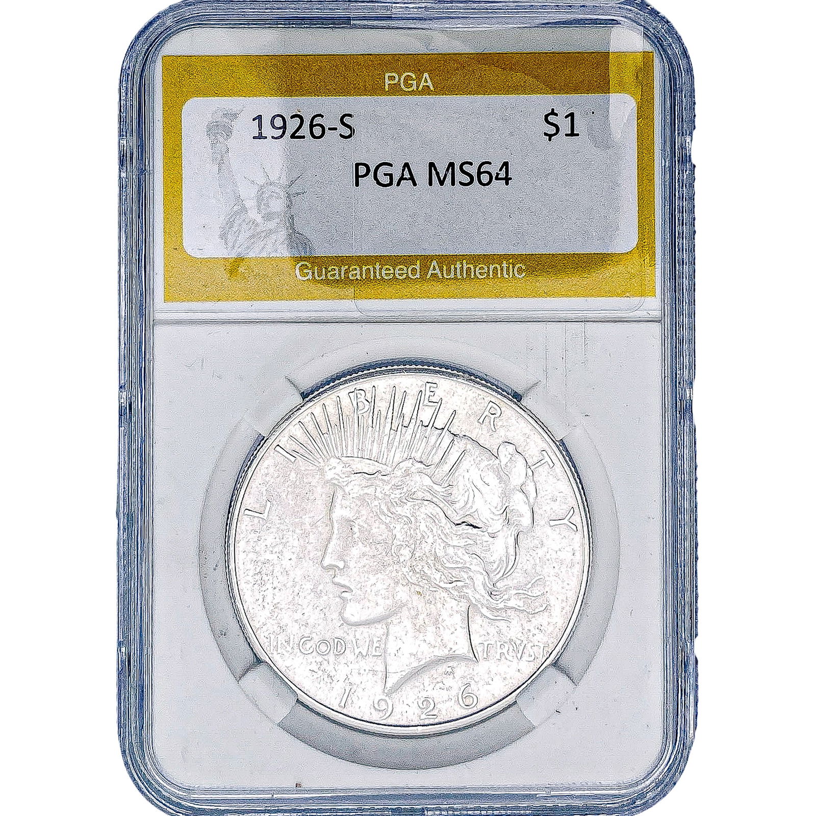 1926-S Silver Peace Dollar PGA MS64: 1926-S Silver Peace Dollar PGA MS64