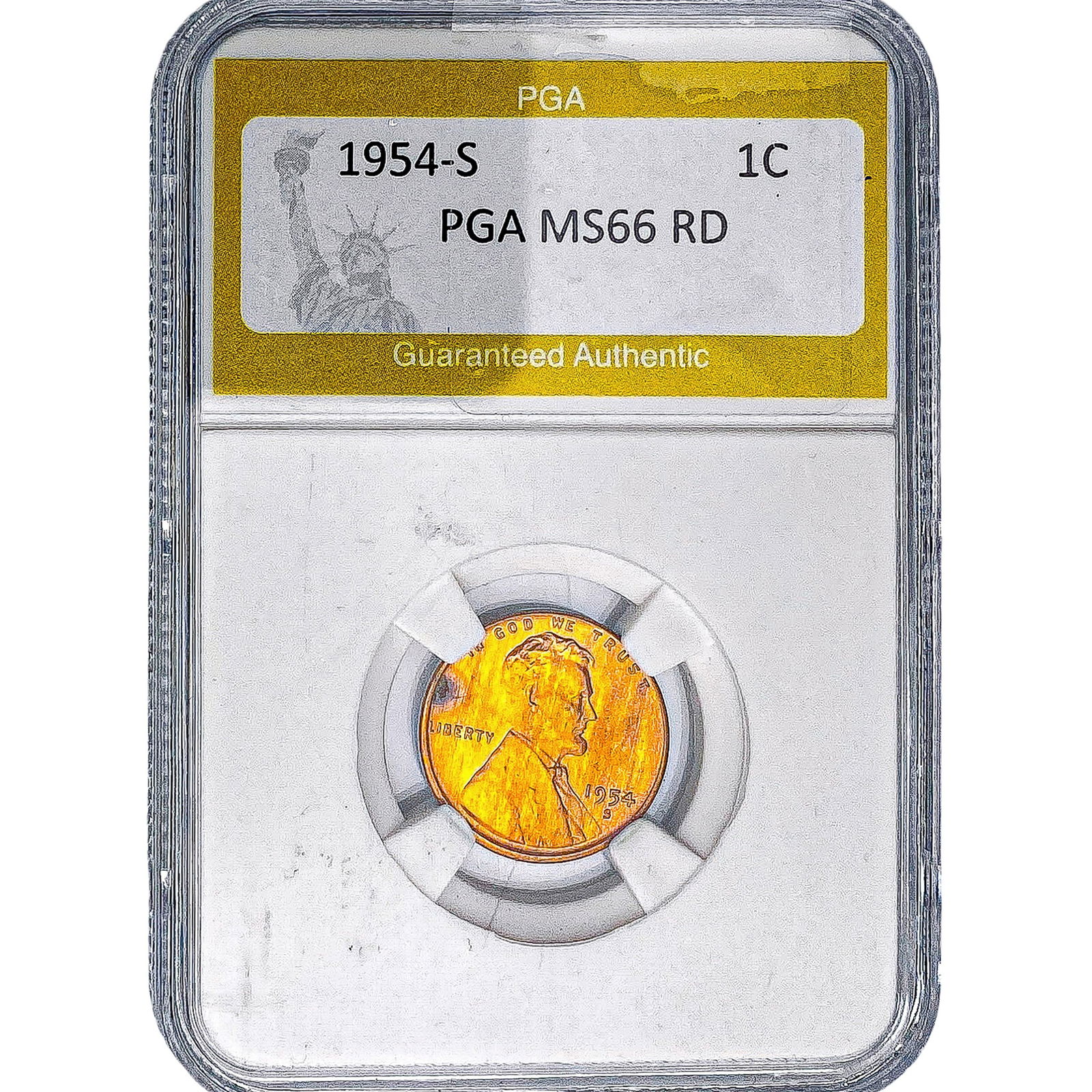 1954-S Wheat Cent PGA MS66 RD: 1954-S Wheat Cent PGA MS66 RD
