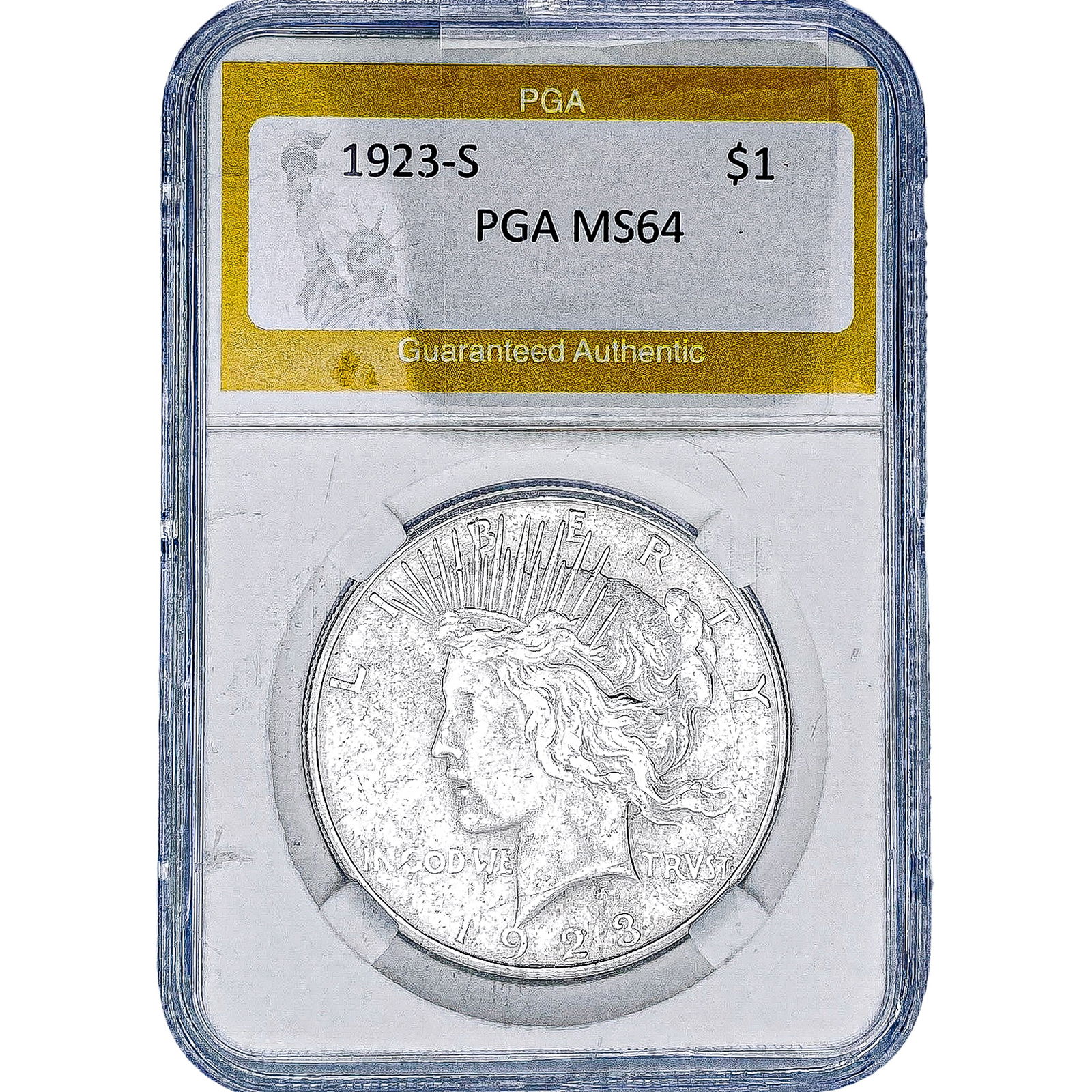 1923-S Silver Peace Dollar PGA MS64: 1923-S Silver Peace Dollar PGA MS64