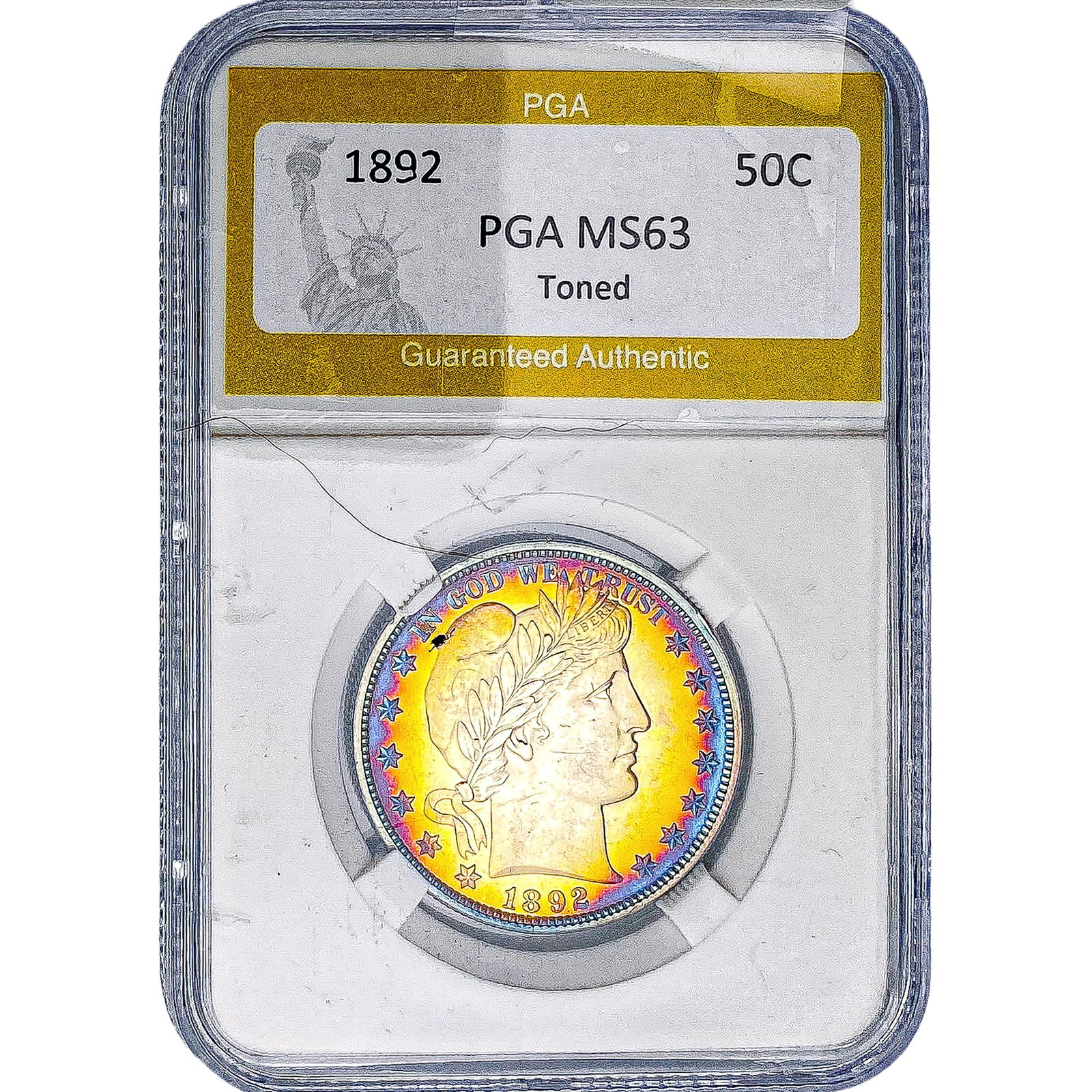 1892 Barber Half Dollar PGA MS63 Toned (1 of 2)