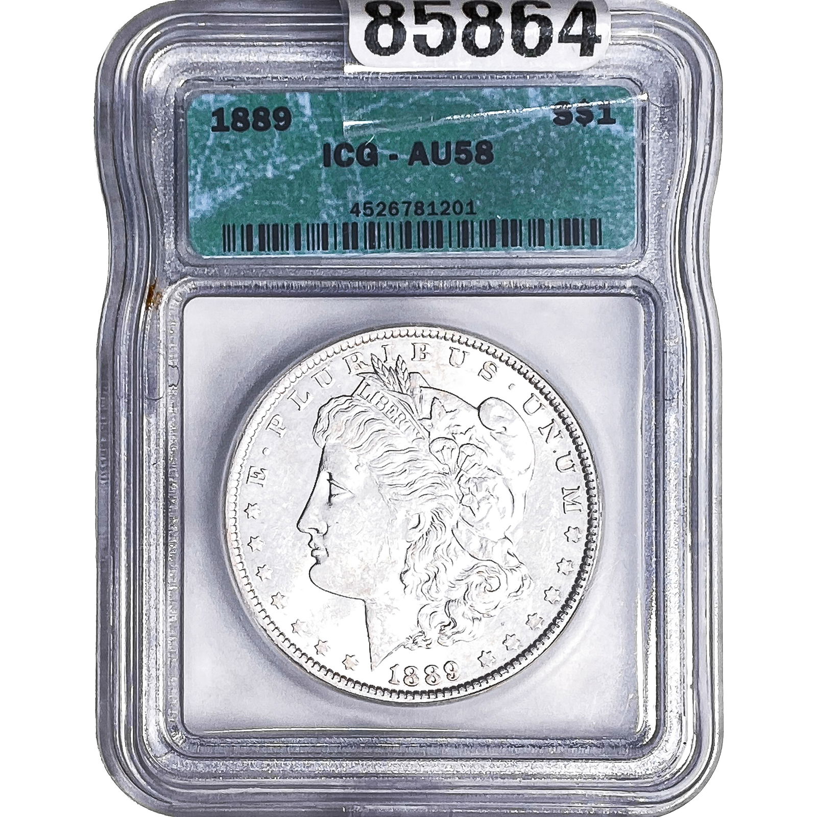1889 Morgan Silver Dollar ICG AU58: 1889 Morgan Silver Dollar ICG AU58