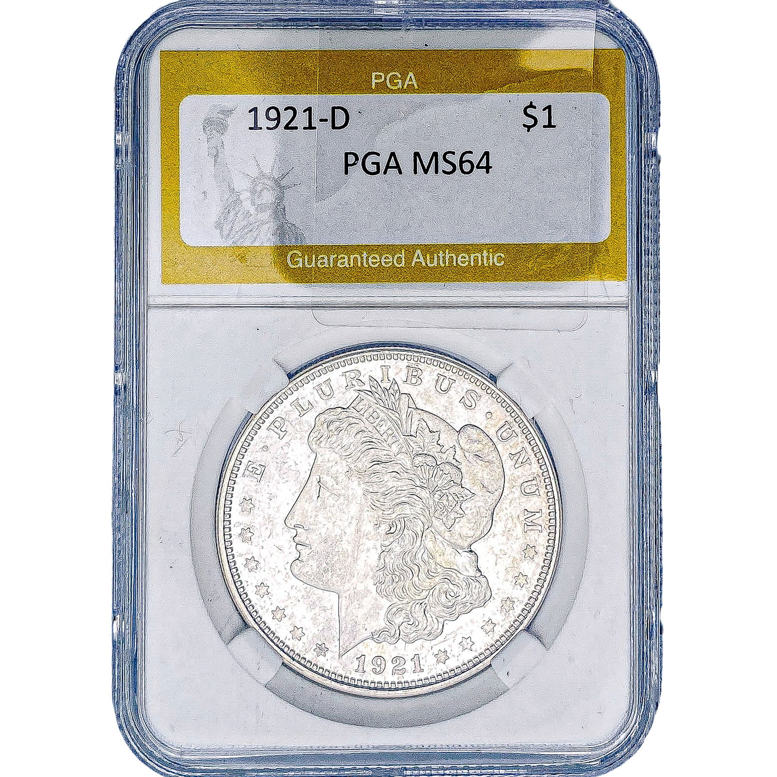 1921-D Morgan Silver Dollar PGA MS64: 1921-D Morgan Silver Dollar PGA MS64