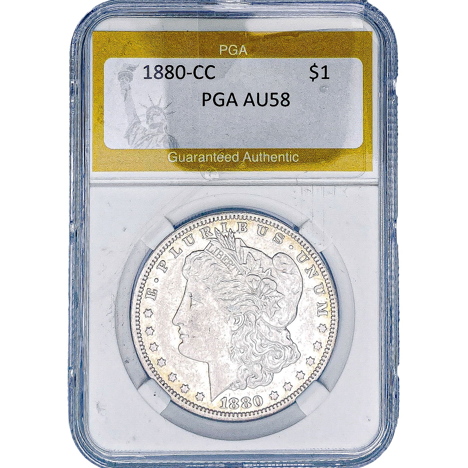 1880-CC Morgan Silver Dollar PGA AU58: 1880-CC Morgan Silver Dollar PGA AU58