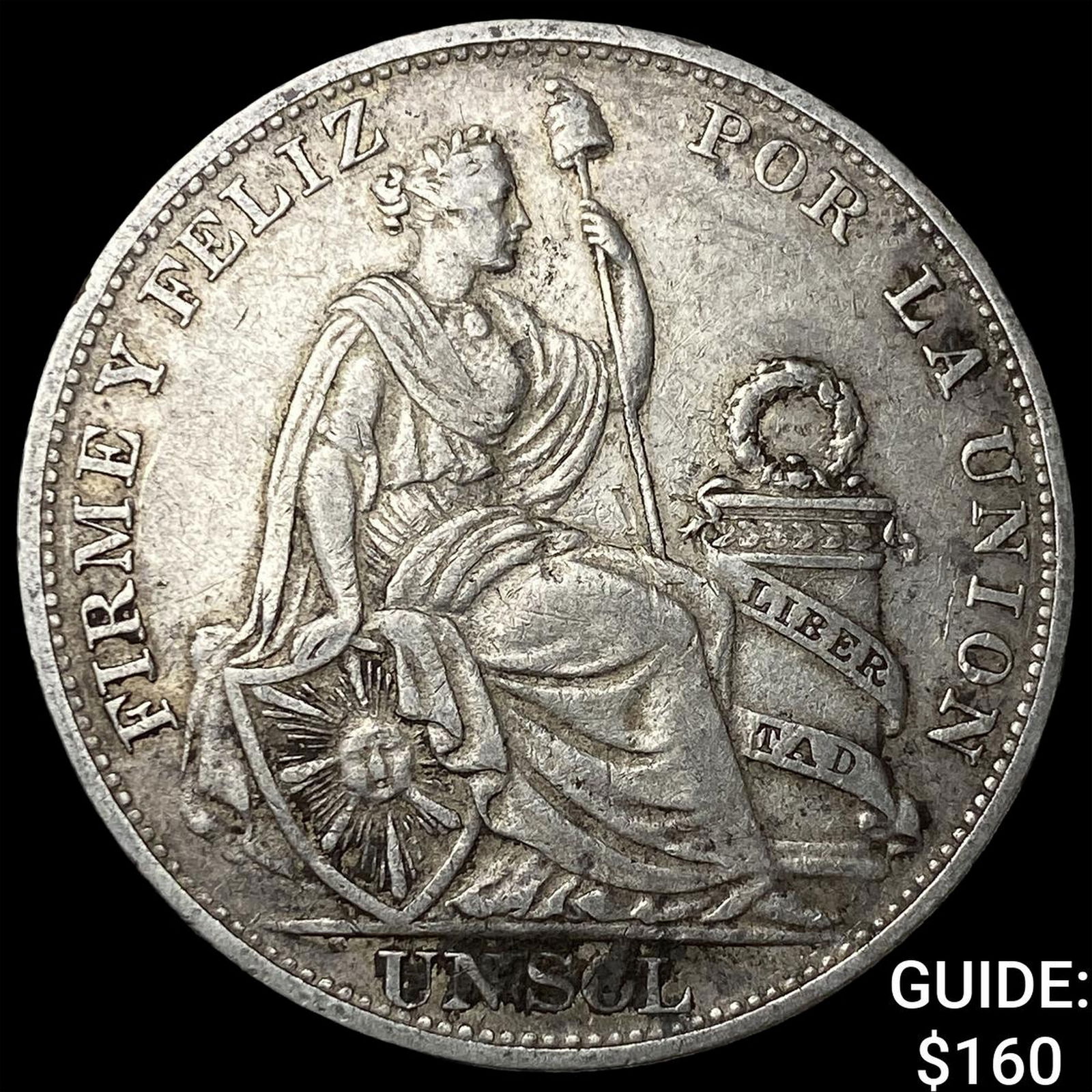 1894 Peru Silver 1 Sol NEARLY UNCIRCULATED: 1894 Peru Silver 1 Sol NEARLY UNCIRCULATED