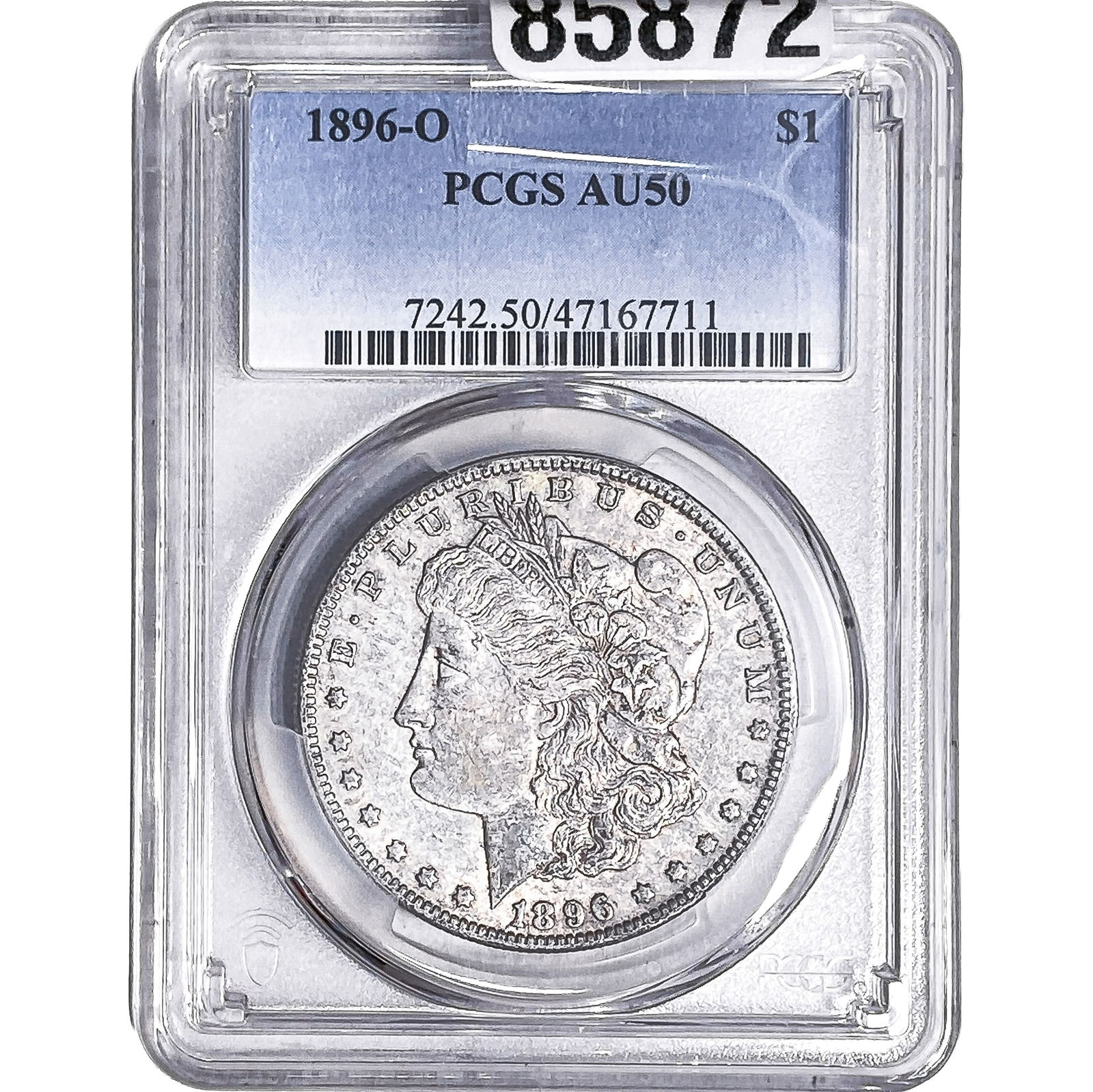 1896-O Morgan Silver Dollar PCGS AU50: 1896-O Morgan Silver Dollar PCGS AU50