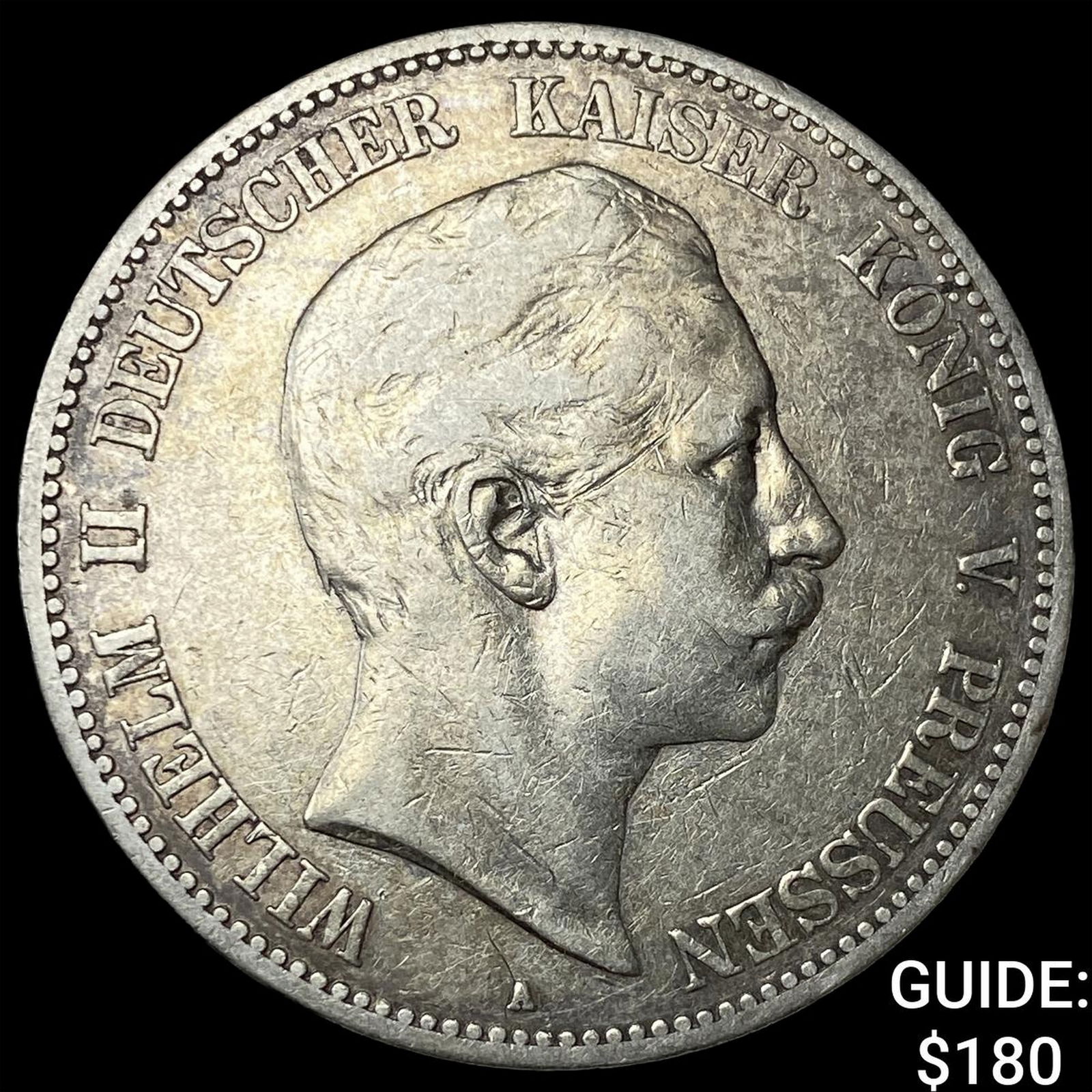1900 Germany Silver 5 Marks NEARLY UNCIRCULATED: 1900 Germany Silver 5 Marks NEARLY UNCIRCULATED