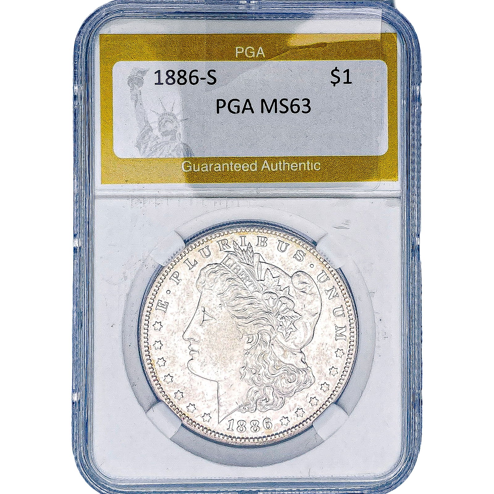1886-S Morgan Silver Dollar PGA MS63: 1886-S Morgan Silver Dollar PGA MS63