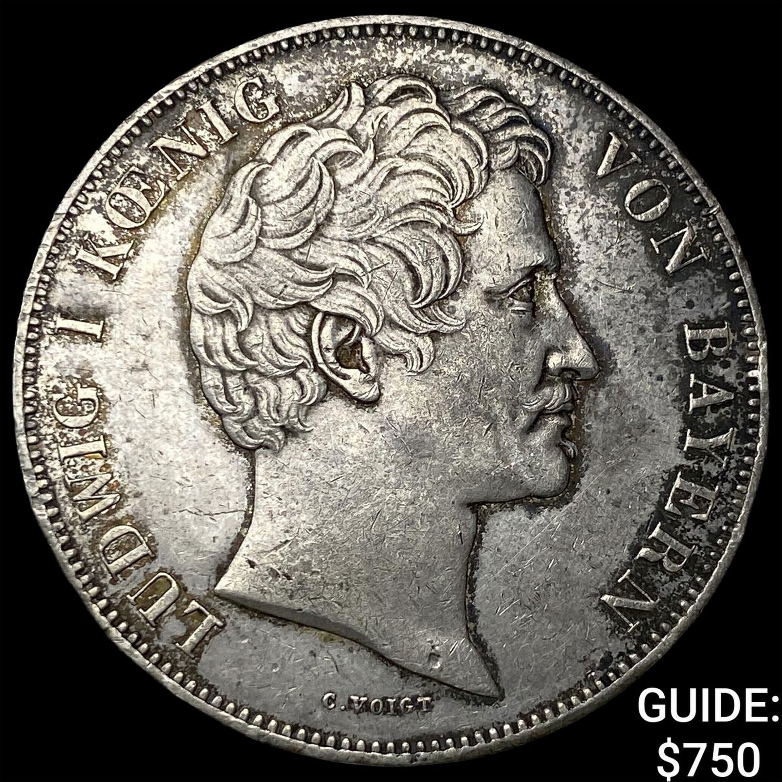 1845 Bavaria Silver 2 Thaler CLOSELY UNCIRCULATED: 1845 Bavaria Silver 2 Thaler CLOSELY UNCIRCULATED