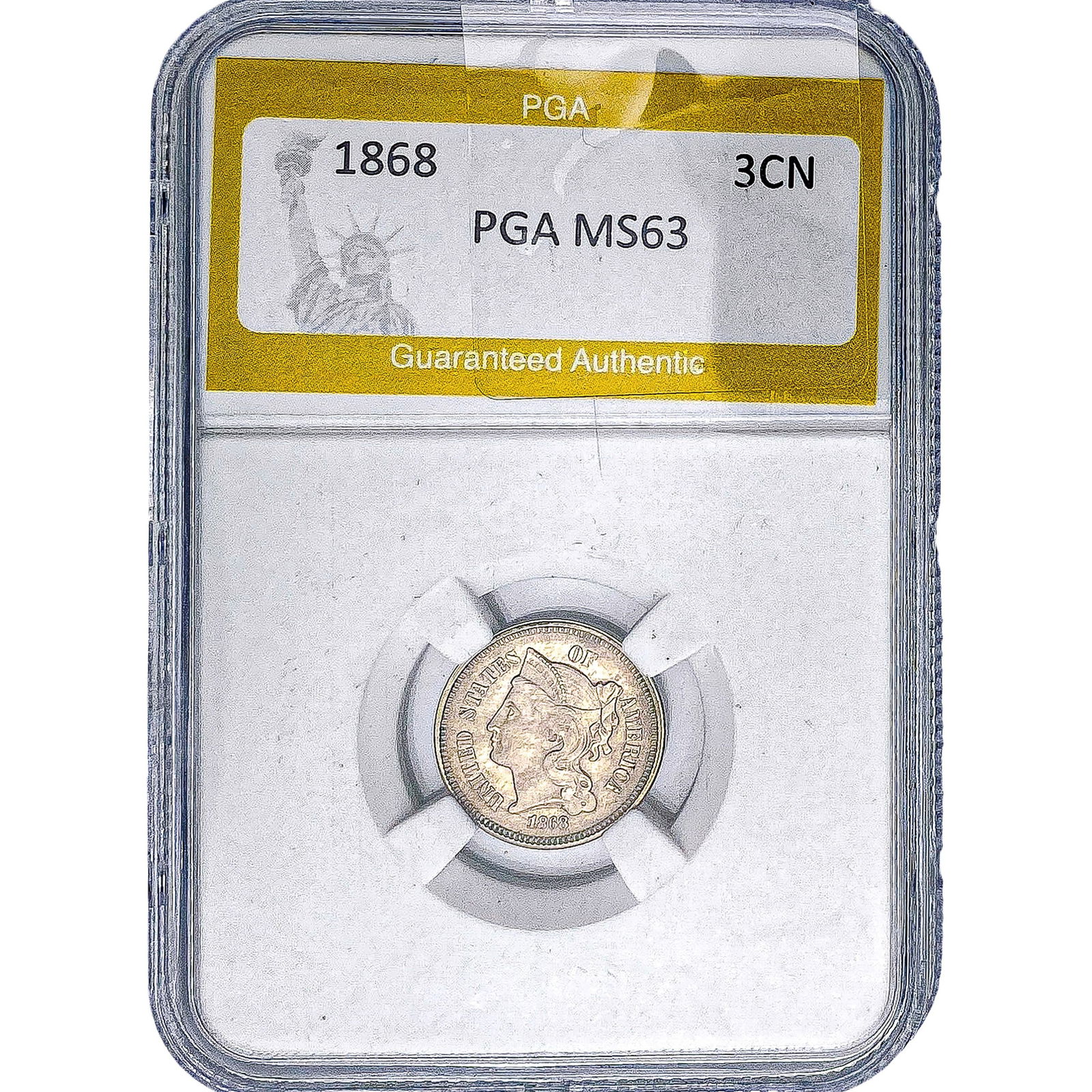 1868 Nickel Three Cent PGA MS63: 1868 Nickel Three Cent PGA MS63
