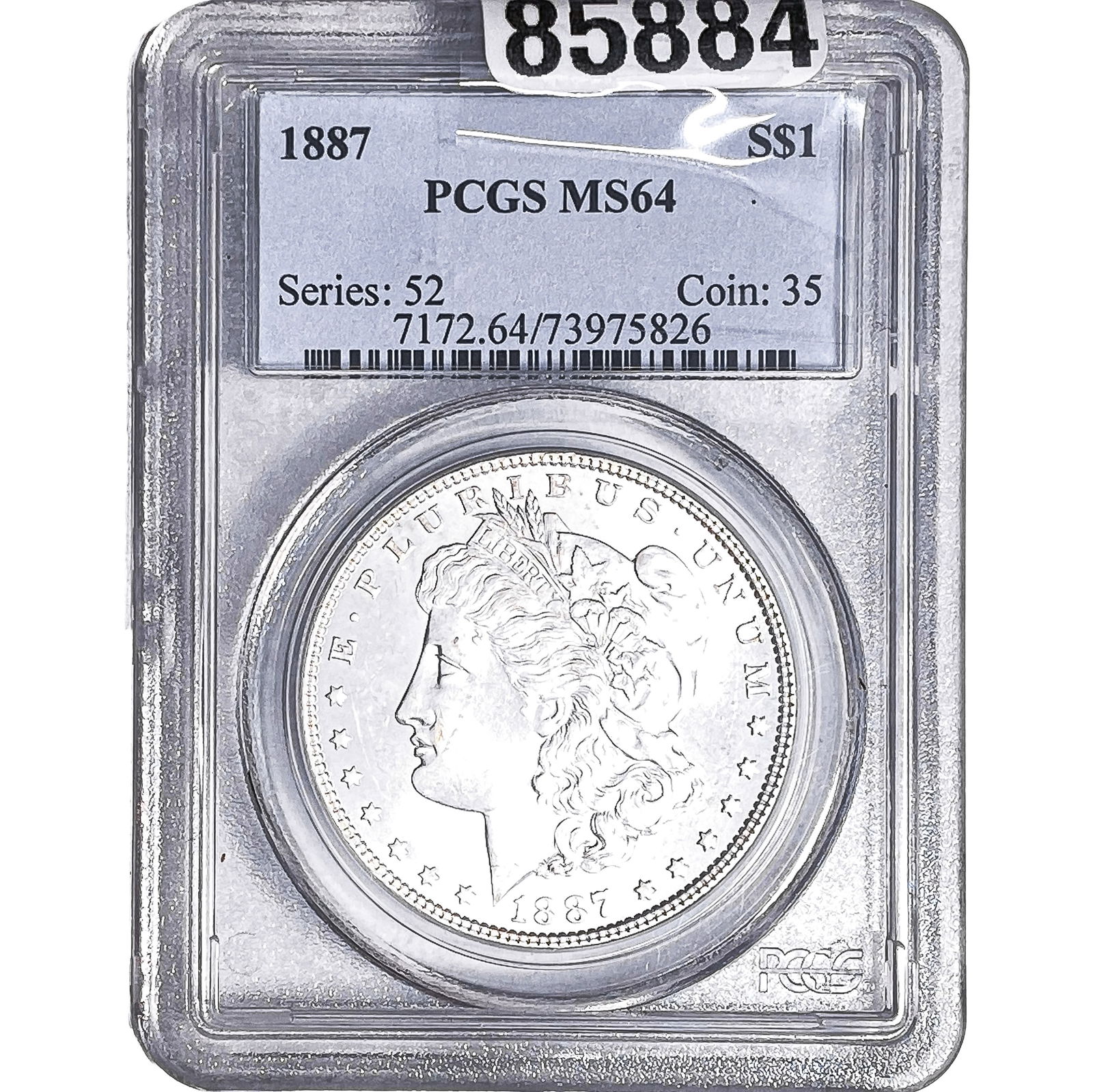 1887 Morgan Silver Dollar PCGS MS64: 1887 Morgan Silver Dollar PCGS MS64