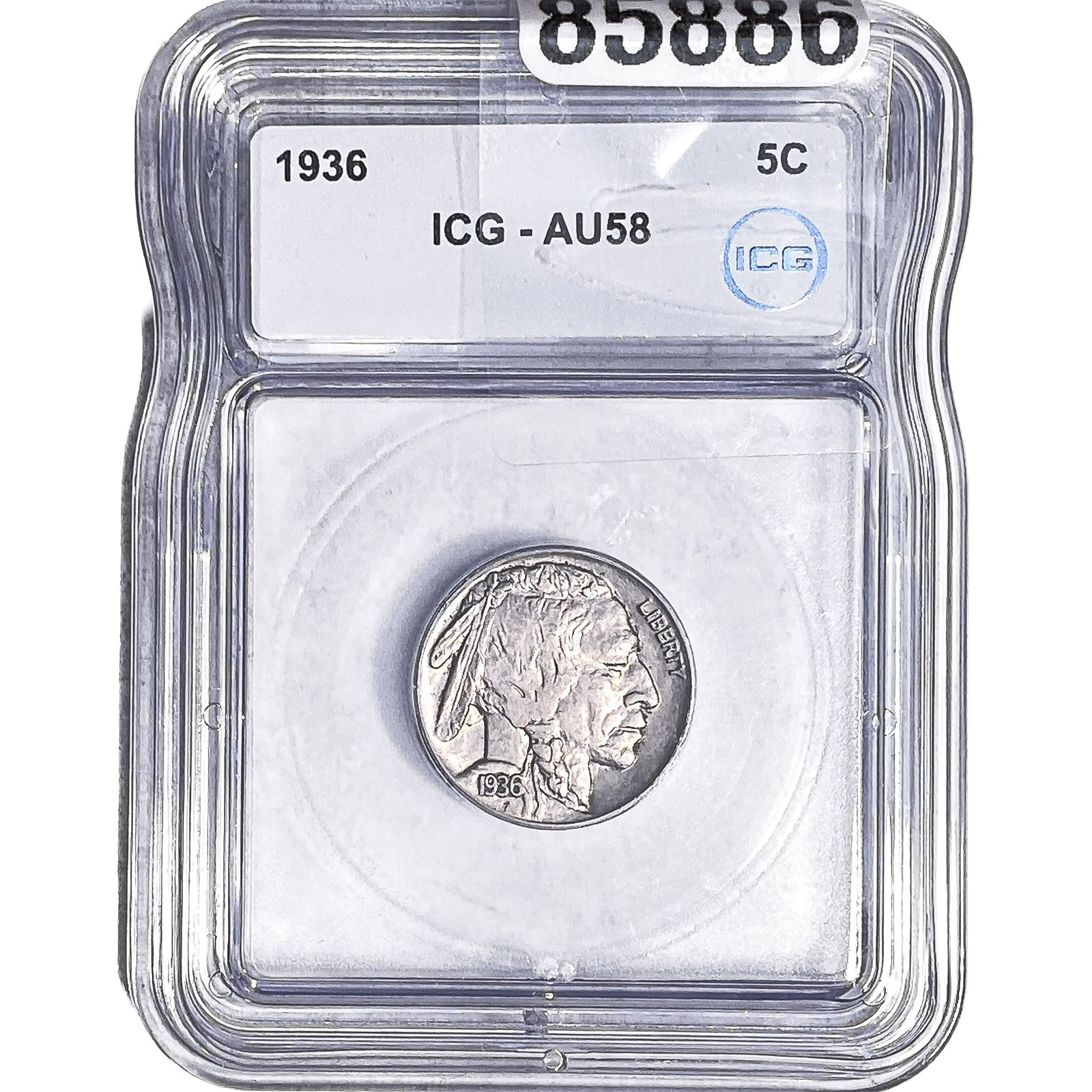 1936 Buffalo Nickel ICG AU58: 1936 Buffalo Nickel ICG AU58