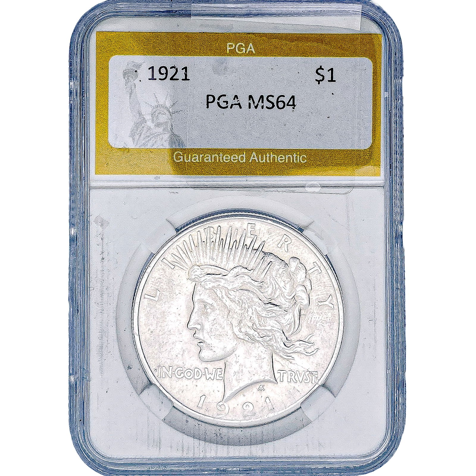 1921 Silver Peace Dollar PGA MS64: 1921 Silver Peace Dollar PGA MS64