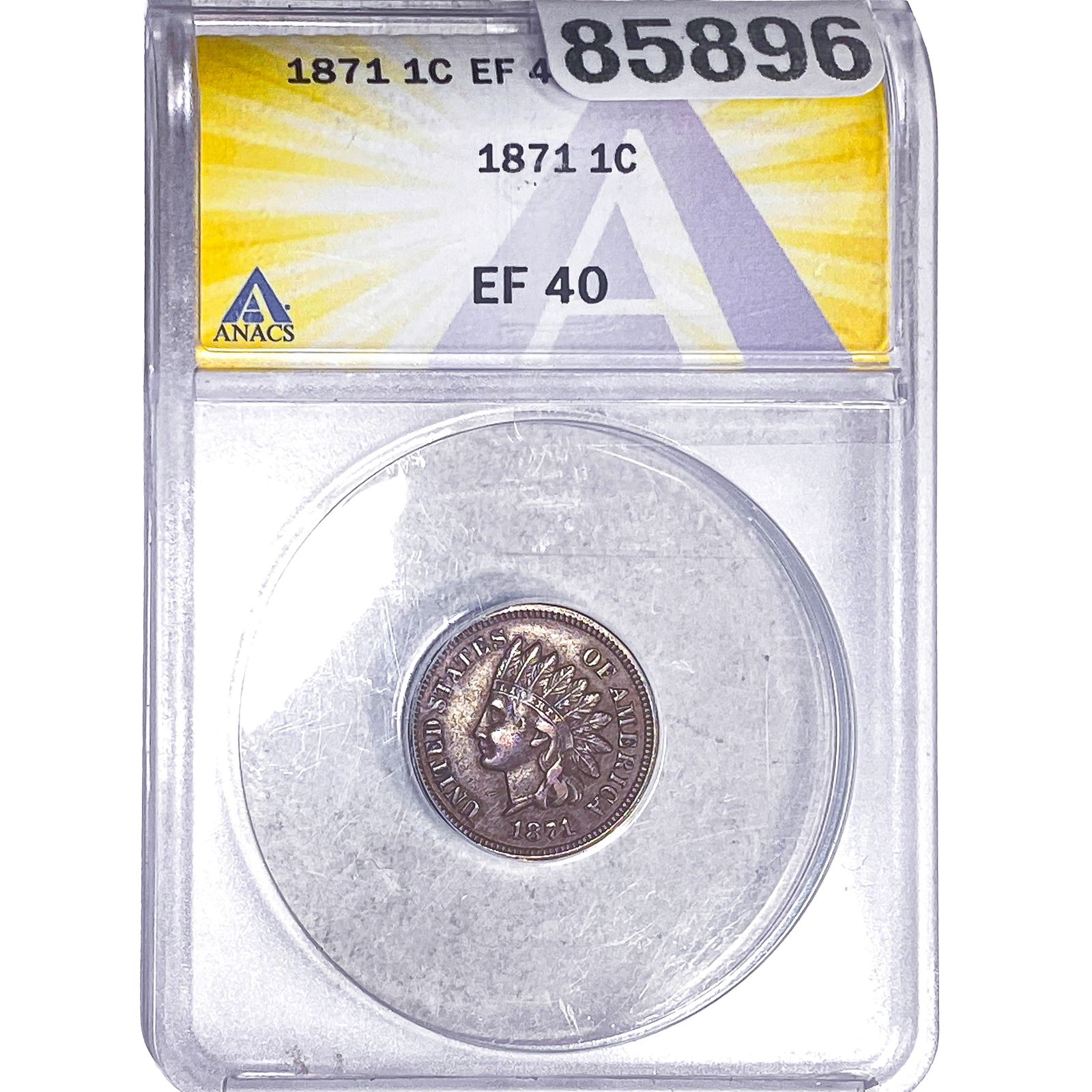 1871 Indian Head Cent ANACS EF40: 1871 Indian Head Cent ANACS EF40
