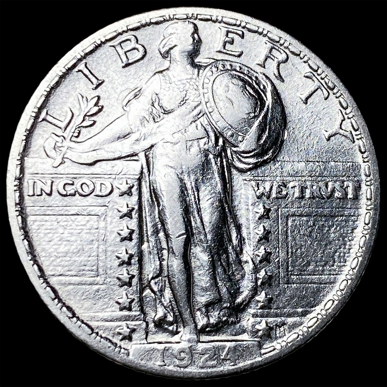 1924 Silver Standing Liberty Quarter CHOICE AU: 1924 Silver Standing Liberty Quarter CHOICE AU