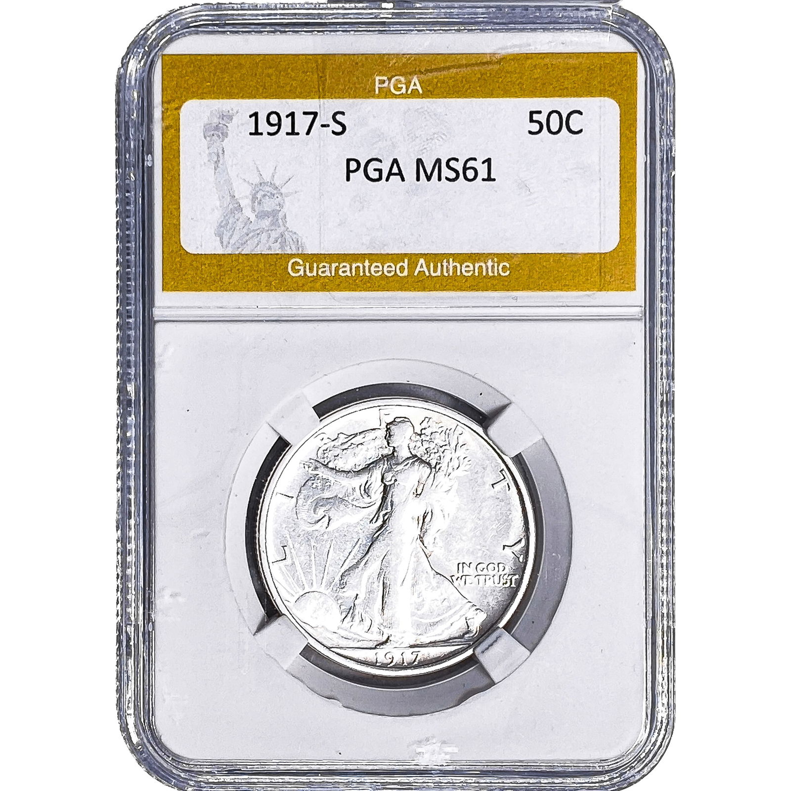 1917-S Walking Liberty Half Dollar PGA MS61: 1917-S Walking Liberty Half Dollar PGA MS61