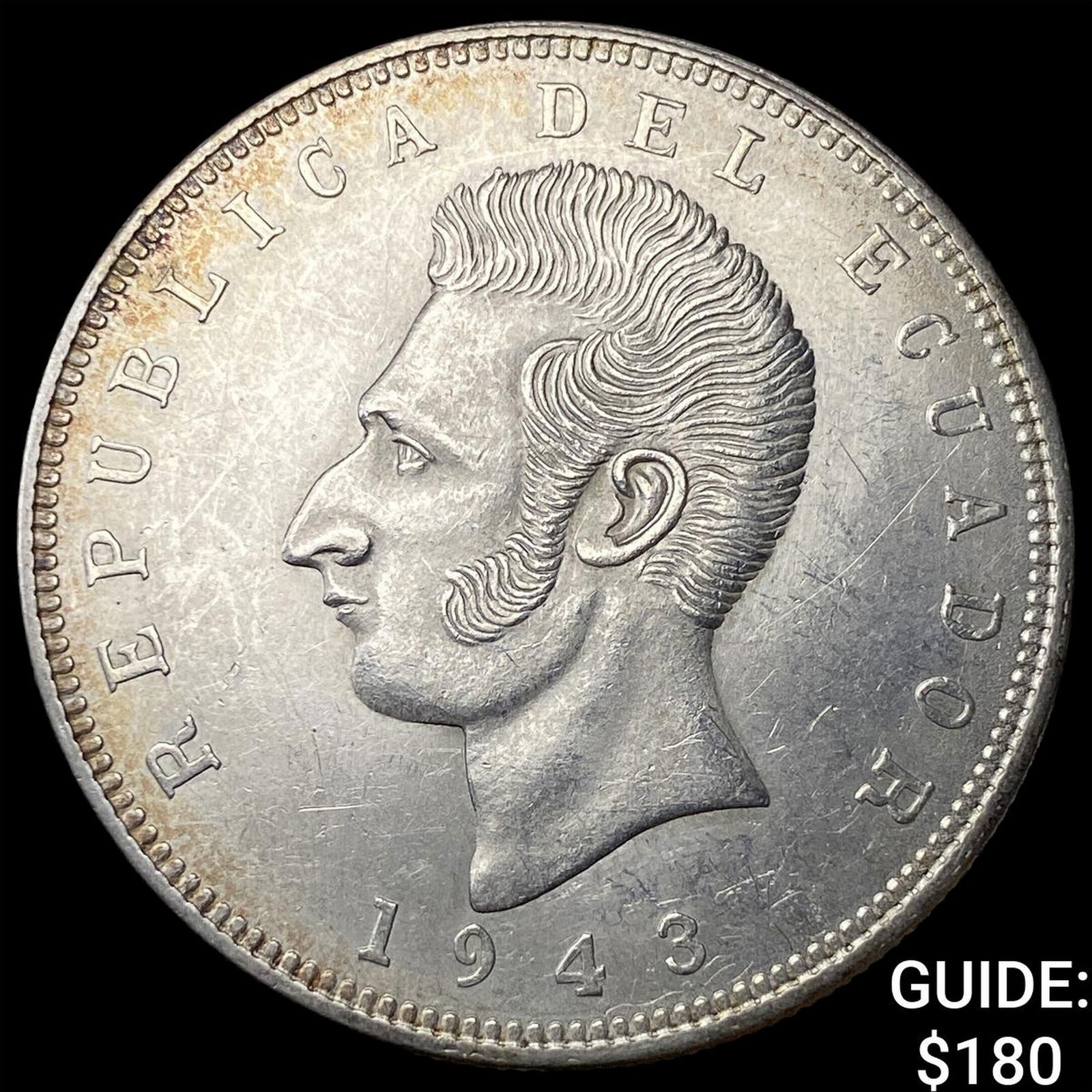 1943 Ecuador Siver 5 Sucres UNCIRCULATED: 1943 Ecuador Siver 5 Sucres UNCIRCULATED