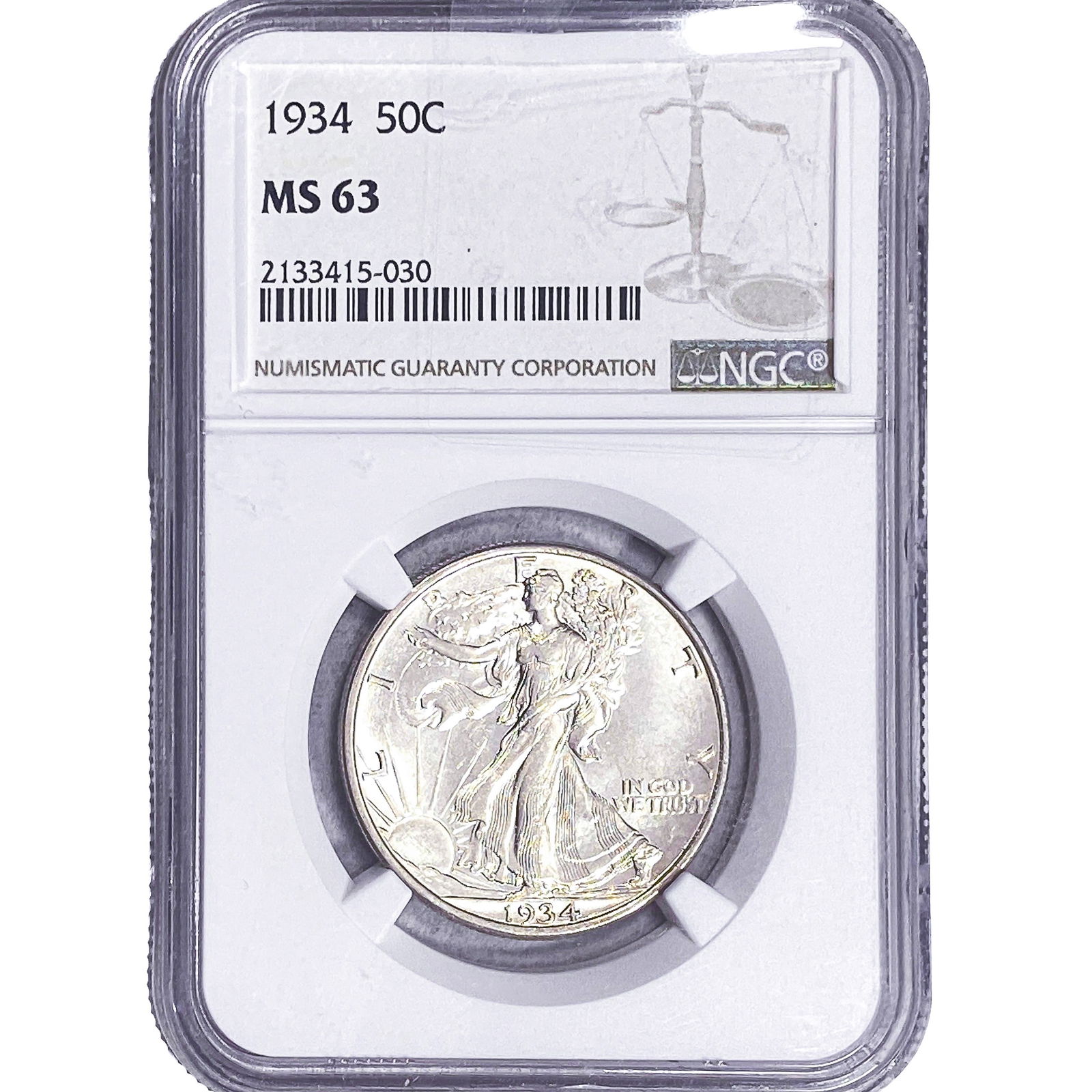 1934 Walking Liberty Half Dollar NGC MS63: 1934 Walking Liberty Half Dollar NGC MS63