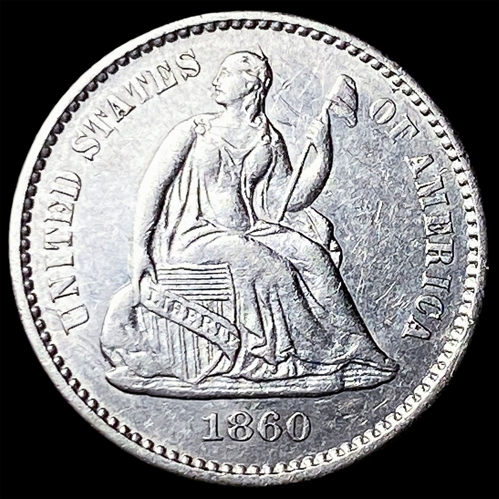 1860 Seated Liberty Half Dime UNCIRCULATED (1 of 2)
