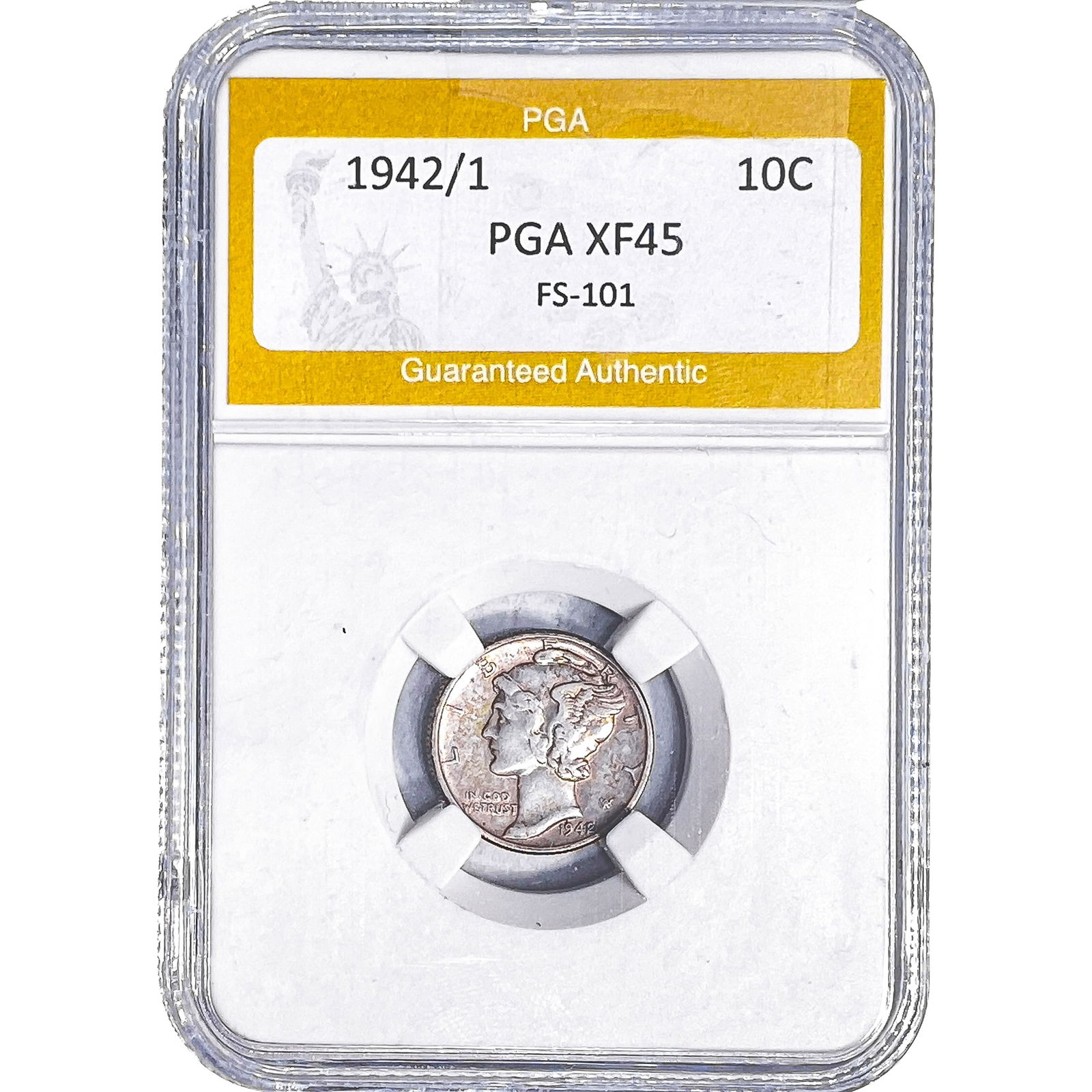 1942/1 Mercury Silver Dime PGA XF45 FS-101: 1942/1 Mercury Silver Dime PGA XF45 FS-101