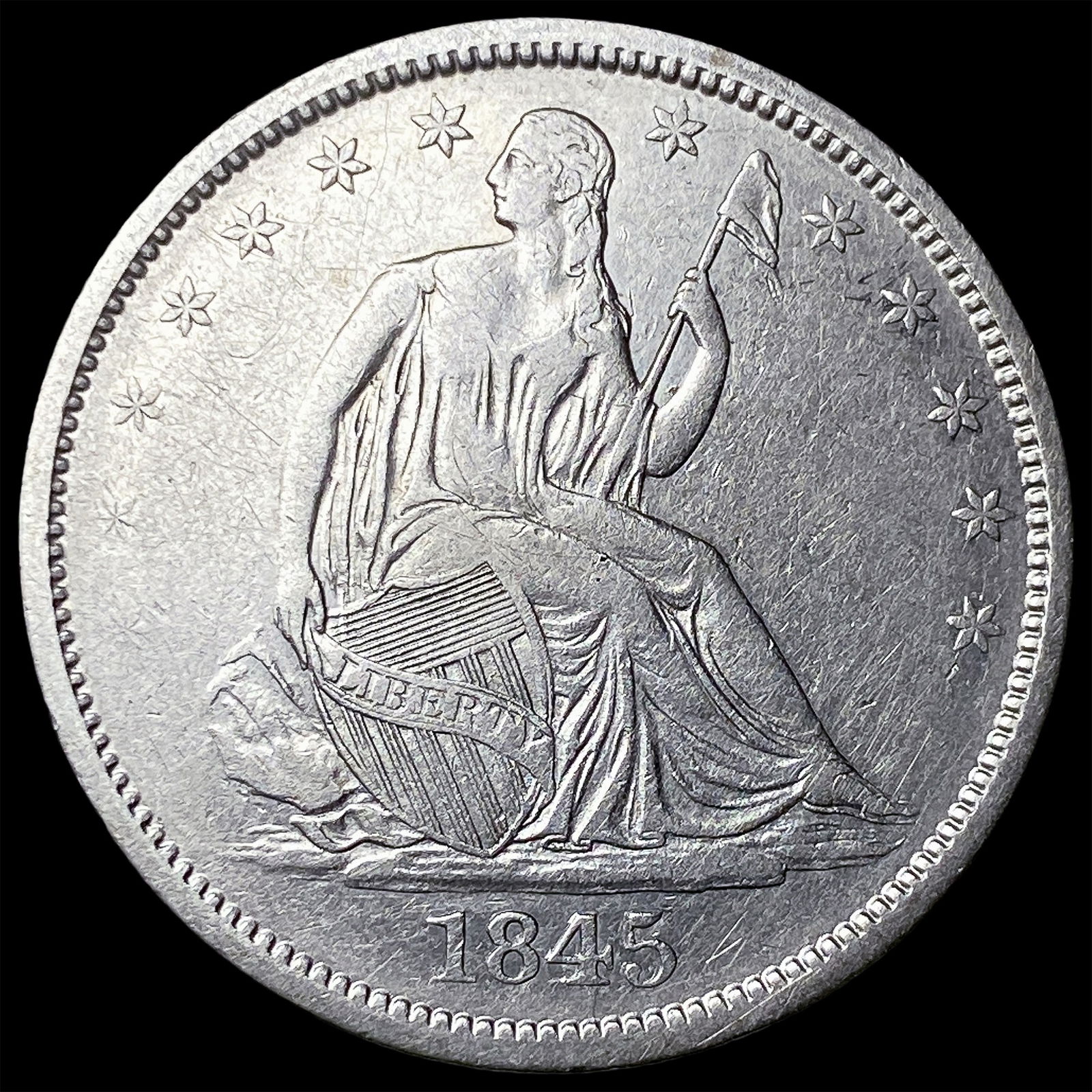 1845-O Silver Half Dollar CHOICE AU: 1845-O Silver Half Dollar CHOICE AU