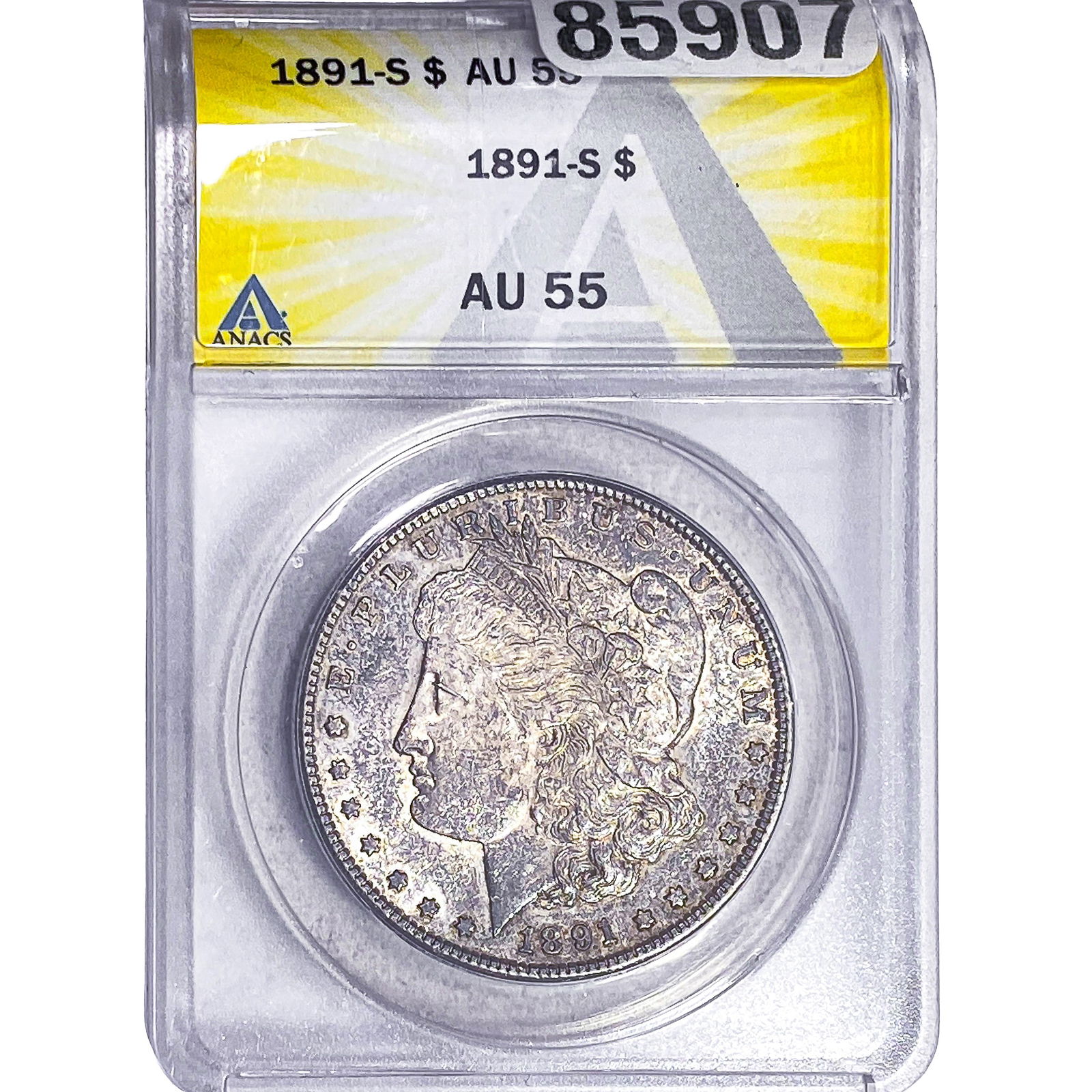 1891-S Morgan Silver Dollar ANACS AU55: 1891-S Morgan Silver Dollar ANACS AU55