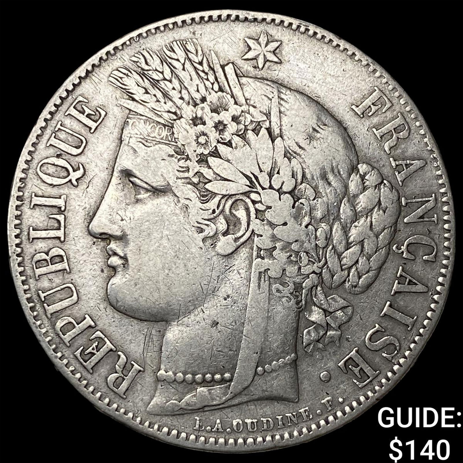 1850 France Silver 5 Francs NEARLY UNCIRCULATED: 1850 France Silver 5 Francs NEARLY UNCIRCULATED