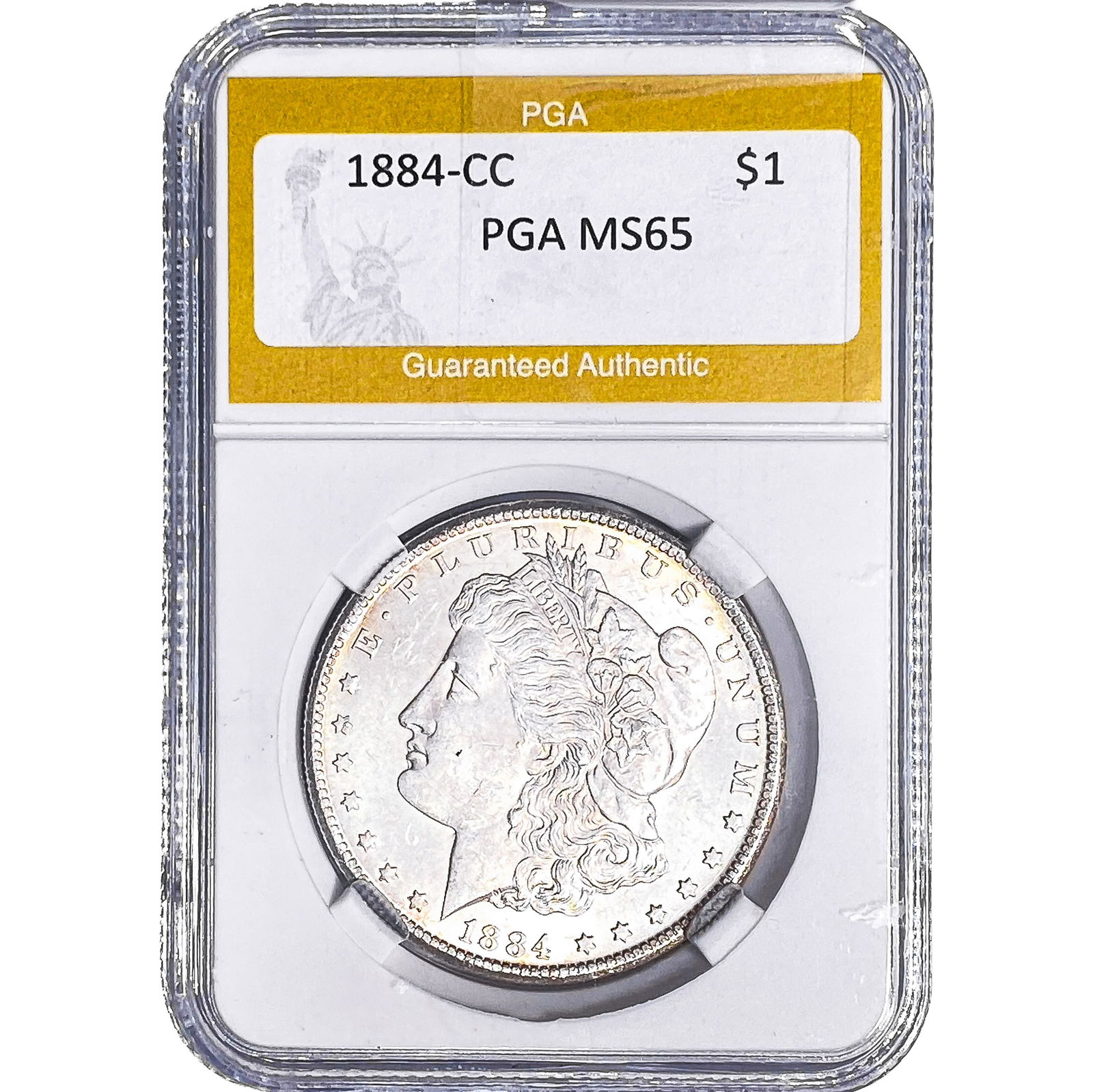1884-CC Morgan Silver Dollar PGA MS65: 1884-CC Morgan Silver Dollar PGA MS65