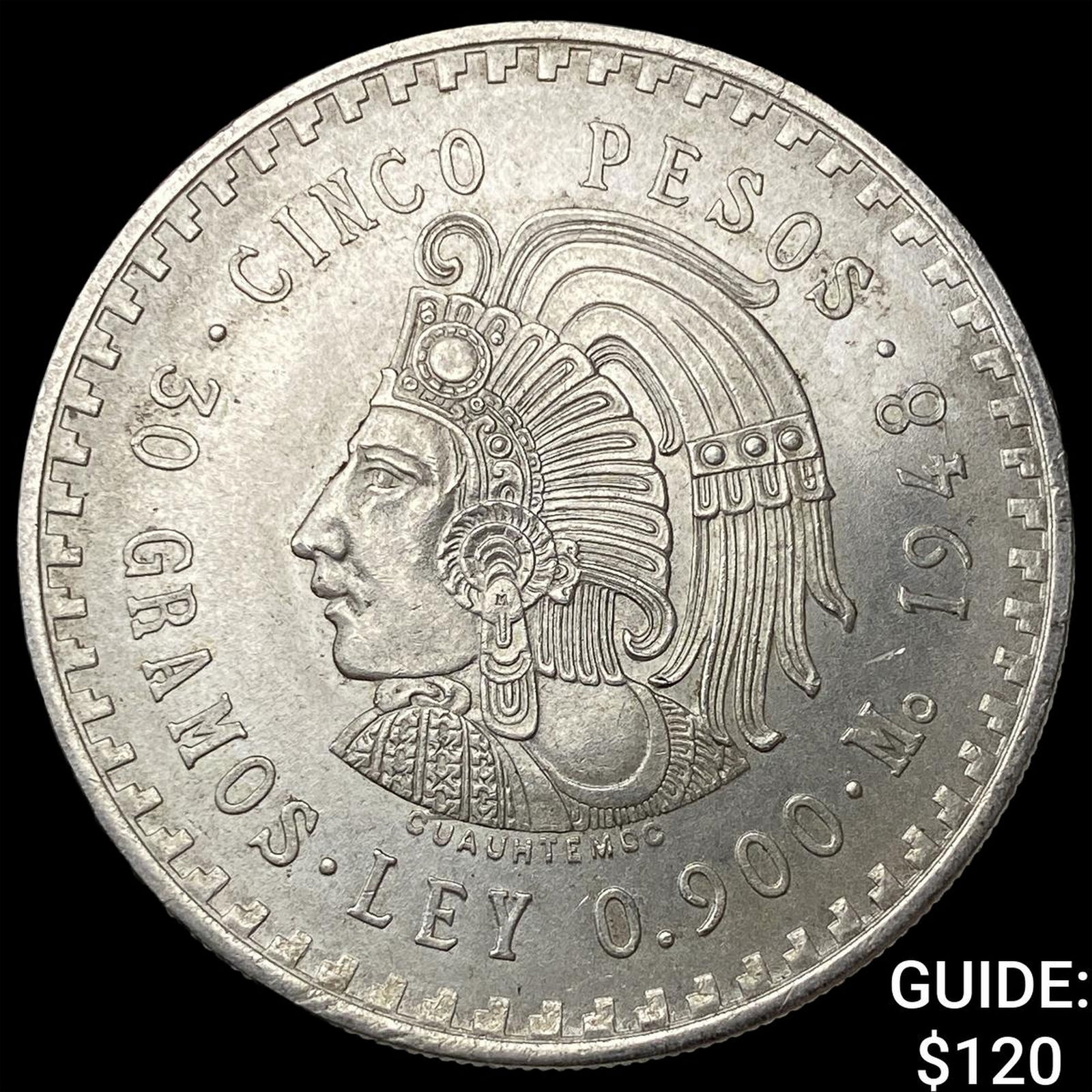 1948 Mexico Silver 5 Pesos UNCIRCULATED: 1948 Mexico Silver 5 Pesos UNCIRCULATED