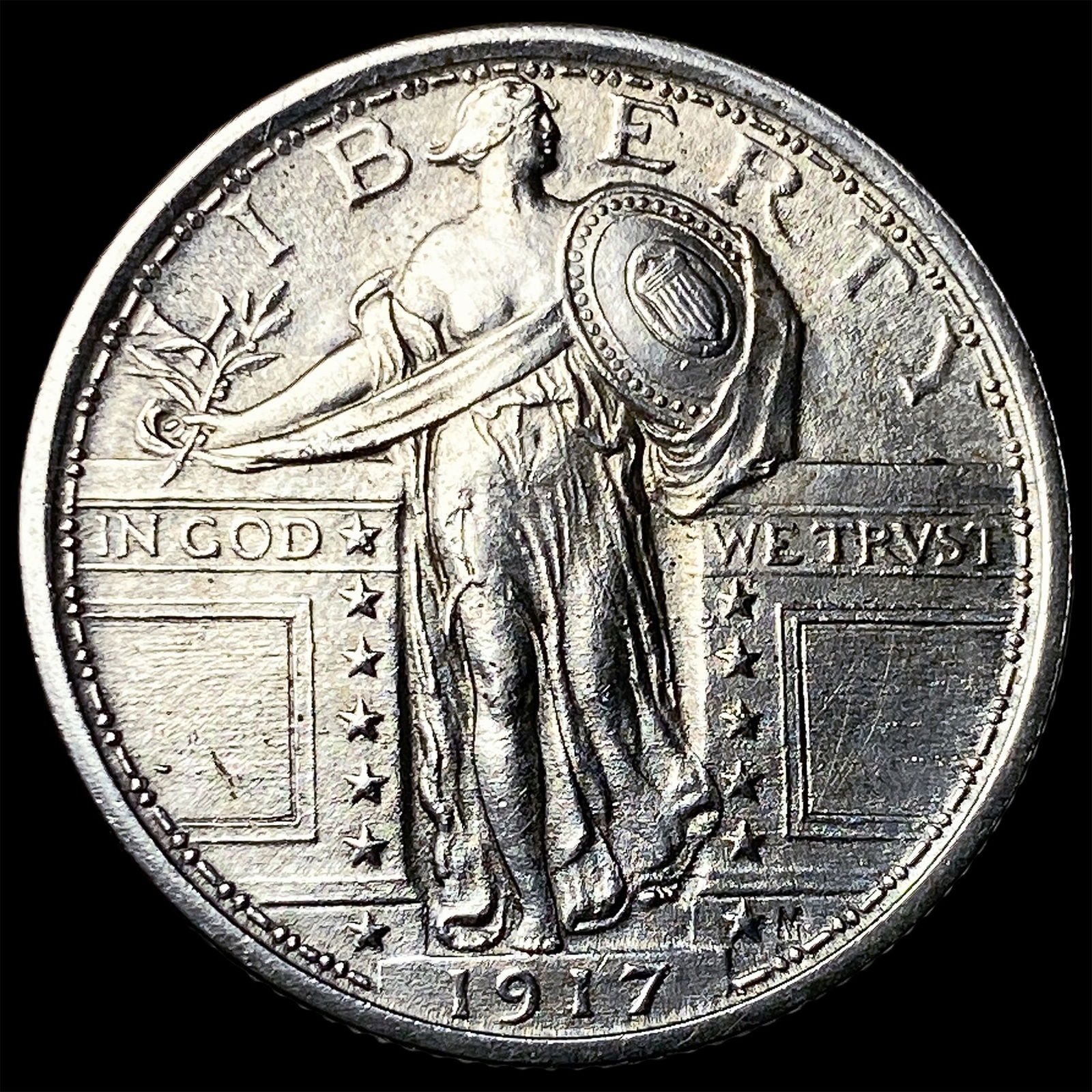 1917 Type 1 Standing Liberty Quarter CHOICE AU: 1917 Type 1 Standing Liberty Quarter CHOICE AU