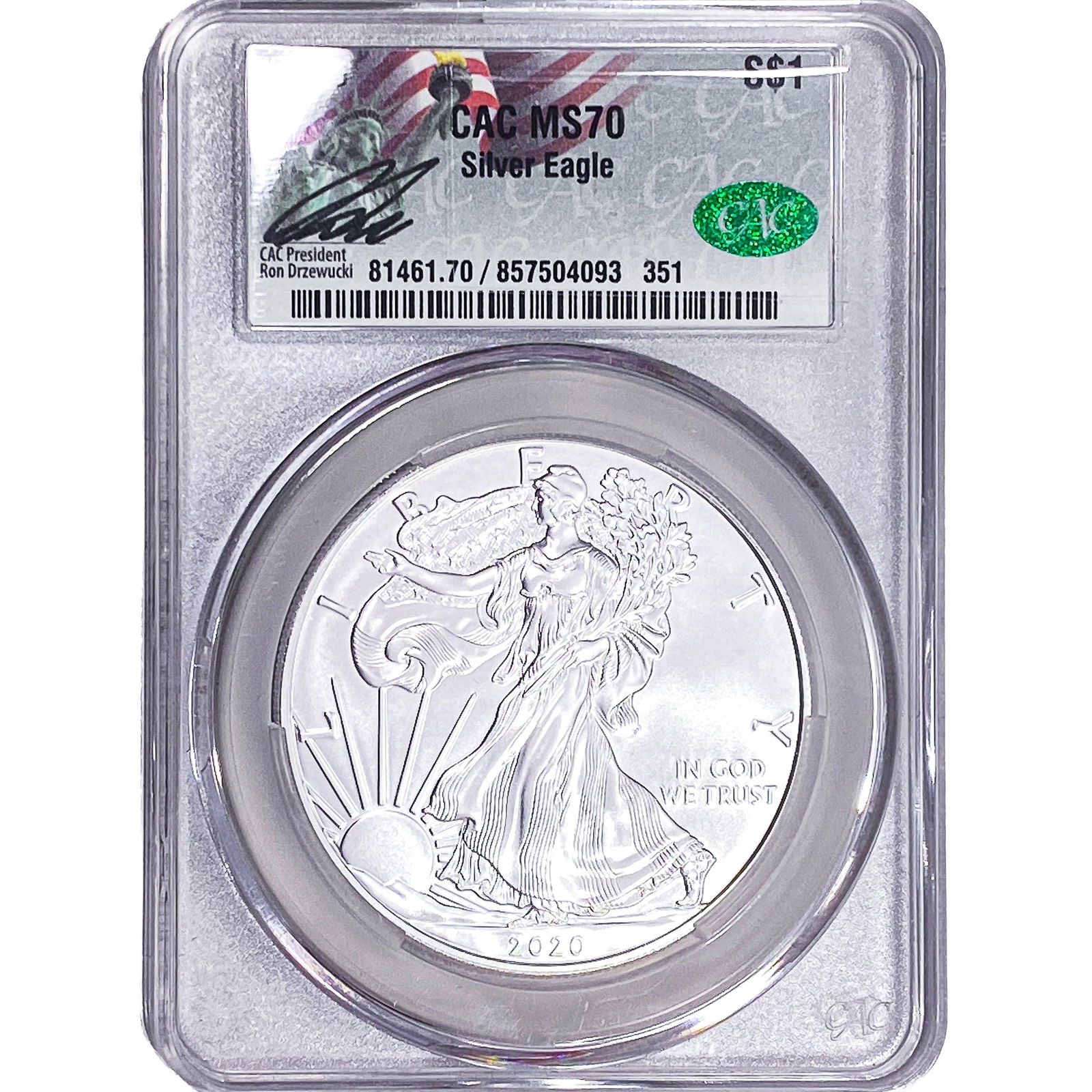 2020 Silver Eagle CAC MS70: 2020 Silver Eagle CAC MS70
