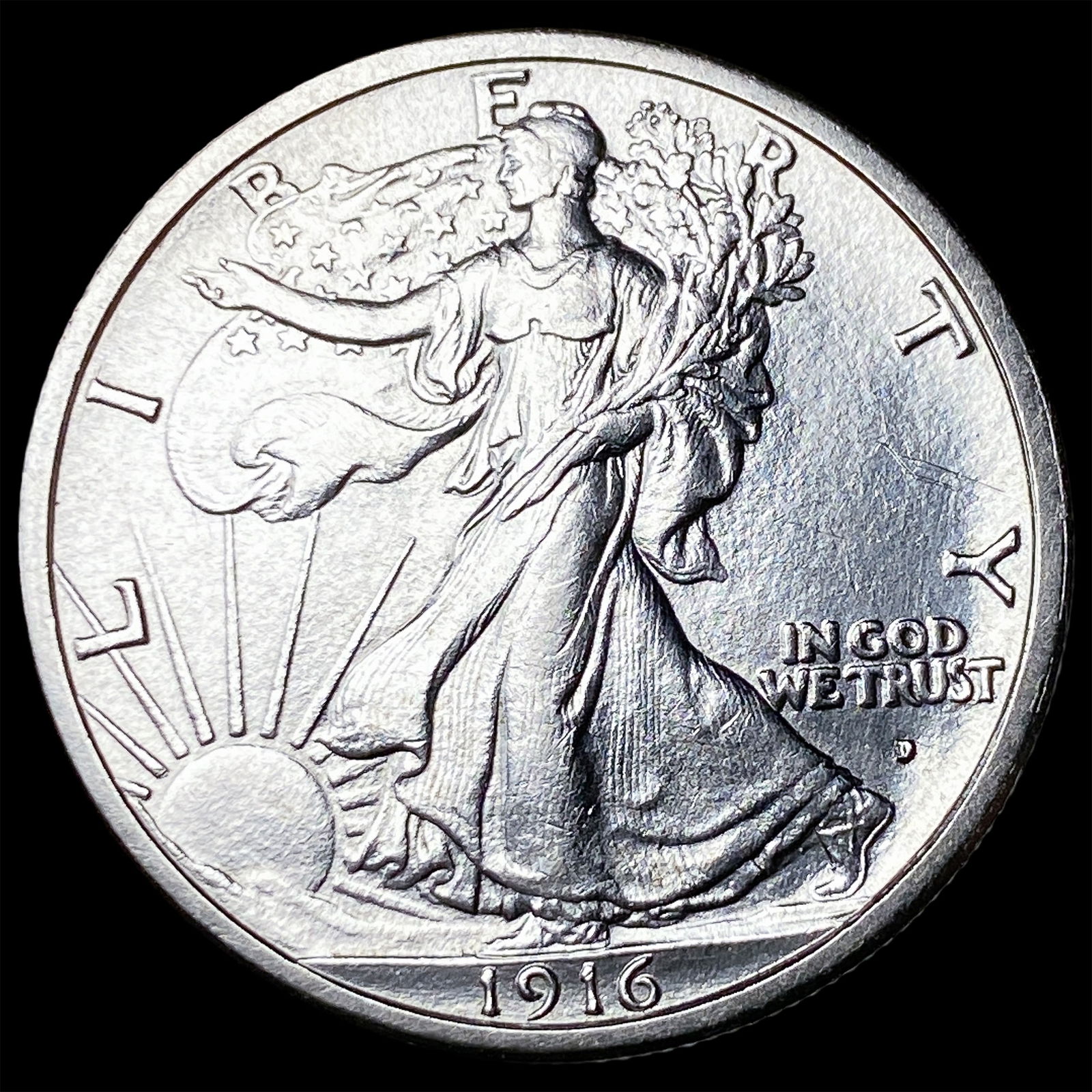 1916-D Silver Walking Liberty Half Dollar CHOICE BU: 1916-D Silver Walking Liberty Half Dollar CHOICE BU