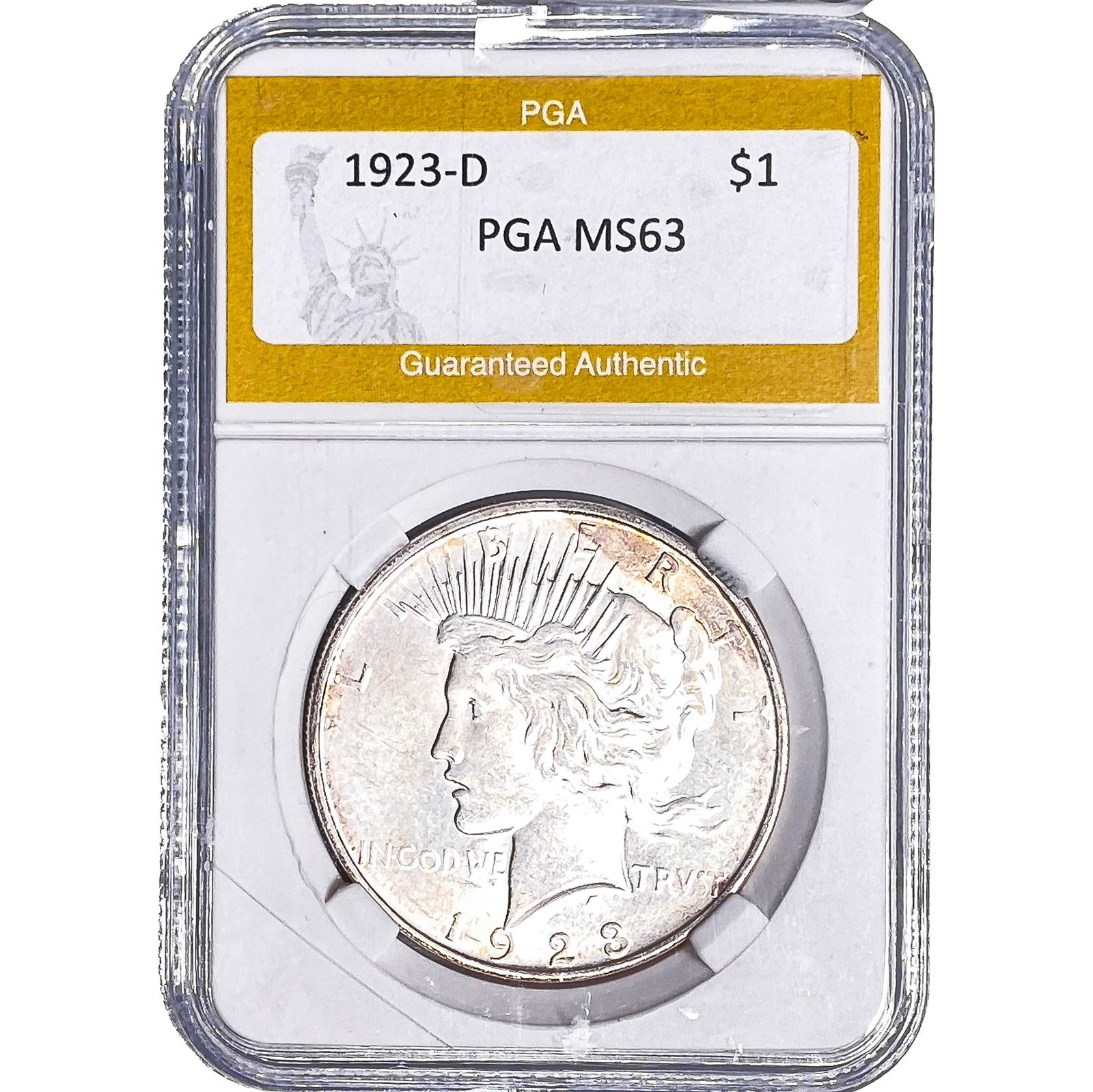 1923-D Silver Peace Dollar PGA MS63: 1923-D Silver Peace Dollar PGA MS63