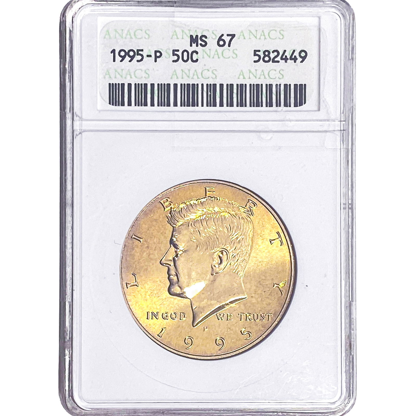 1995-P Kennedy Half Dollar ANACS MS67: 1995-P Kennedy Half Dollar ANACS MS67