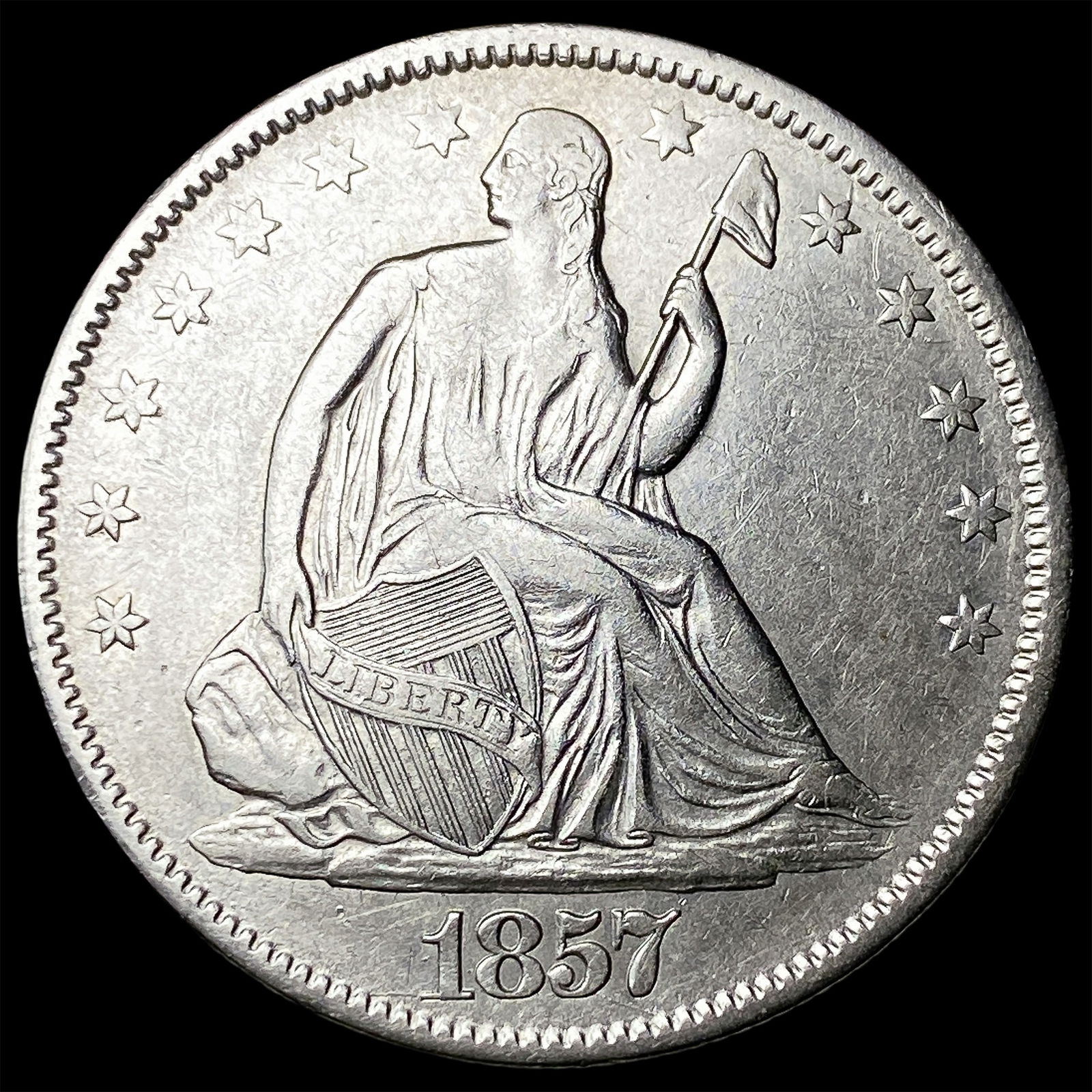 1857 Silver Half Dollar (Seated Liberty) CHOICE AU: 1857 Silver Half Dollar (Seated Liberty) CHOICE AU