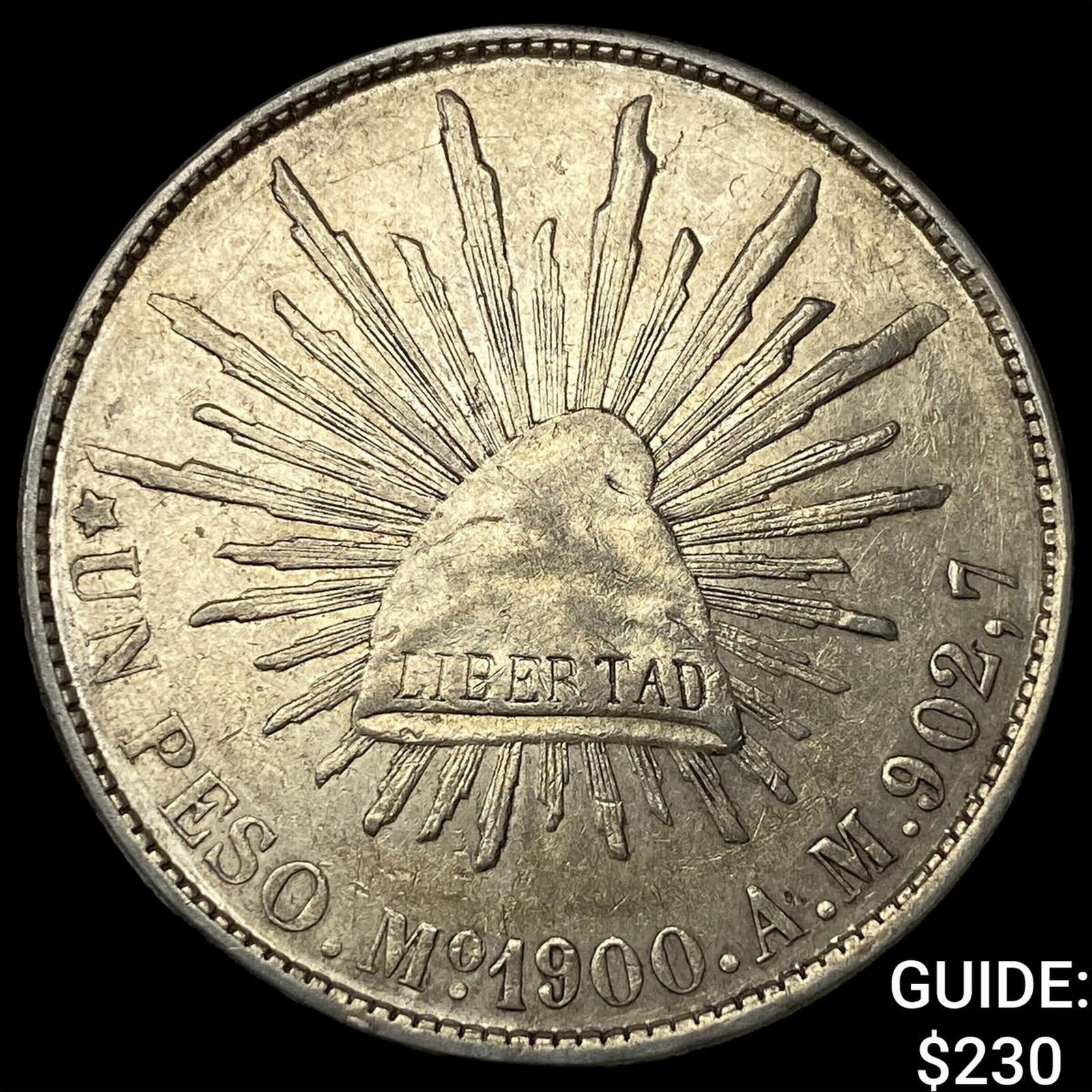 1900 Mexico Silver 1 Peso NEARLY UNCIRCULATED: 1900 Mexico Silver 1 Peso NEARLY UNCIRCULATED