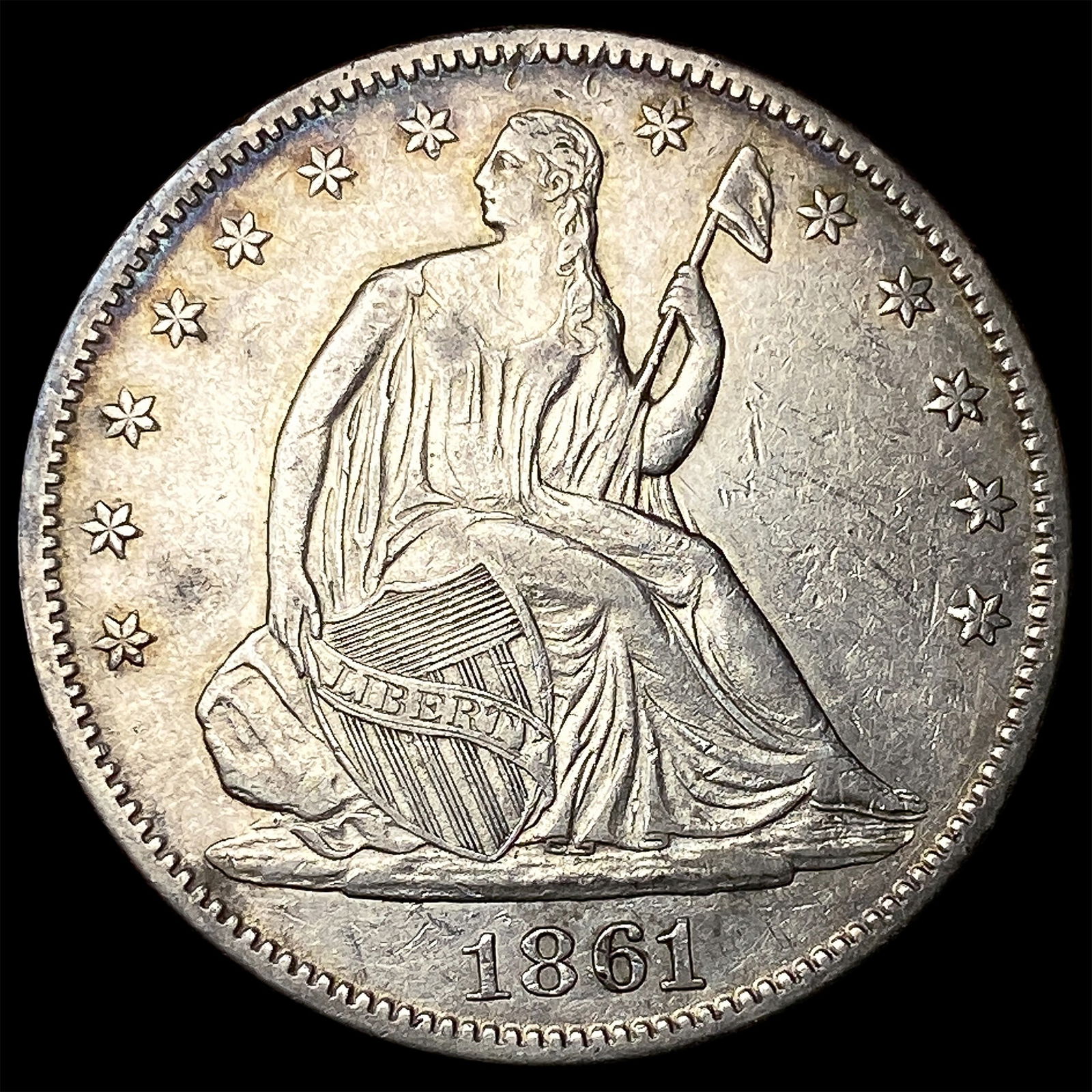 1861 Seated Liberty Half Dollar CLOSELY UNCIRCULATED: 1861 Seated Liberty Half Dollar CLOSELY UNCIRCULATED
