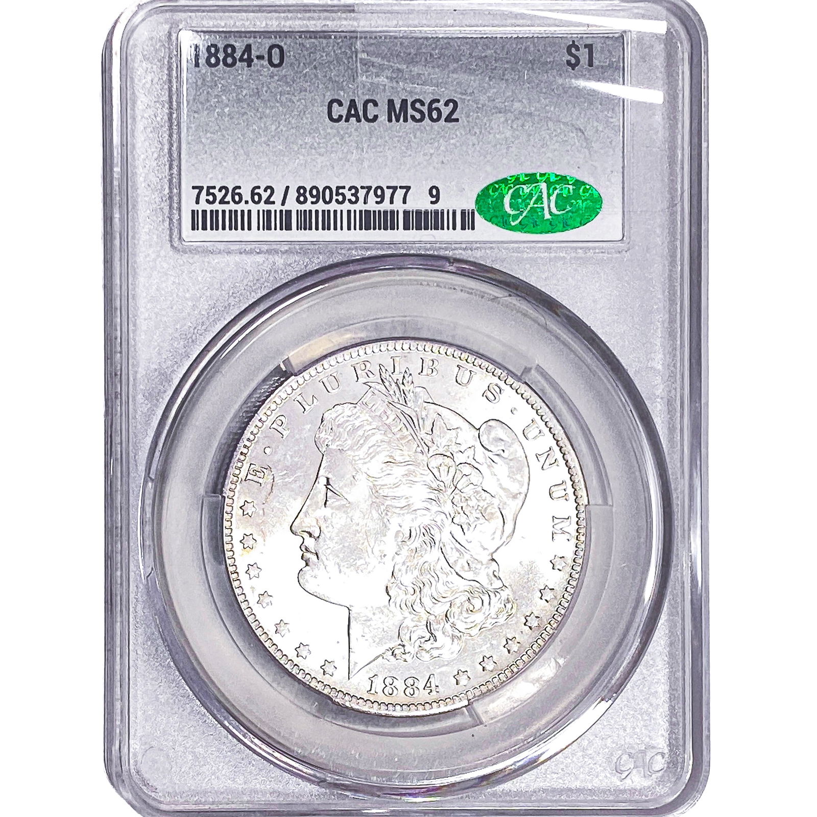 1884-O Morgan Silver Dollar CAC MS62: 1884-O Morgan Silver Dollar CAC MS62