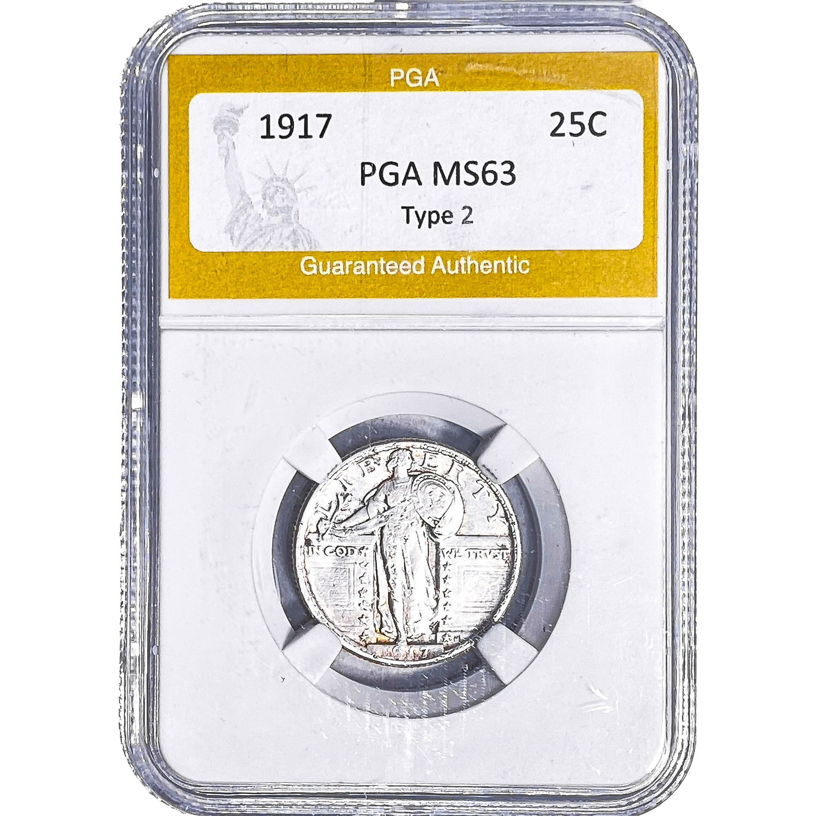 1917 Standing Liberty Quarter PGA MS63 Type 2: 1917 Standing Liberty Quarter PGA MS63 Type 2