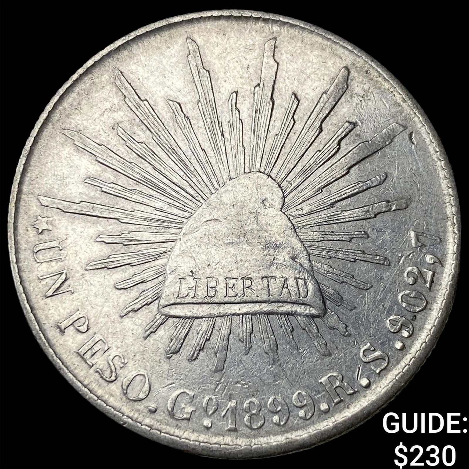 1899 Mexico Silver 1 Peso NEARLY UNCIRCULATED: 1899 Mexico Silver 1 Peso NEARLY UNCIRCULATED