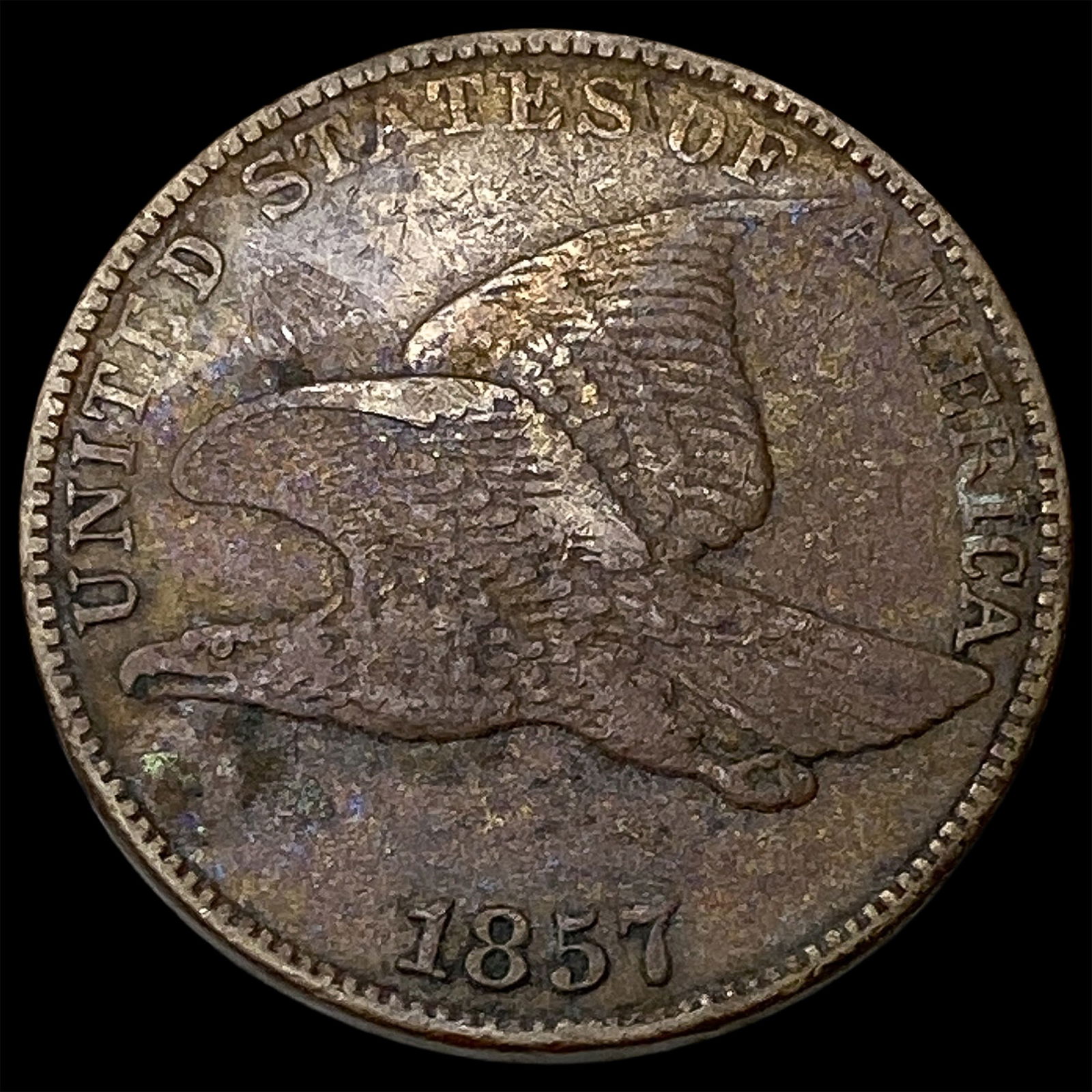 1857 Copper-Nickel Flying Eagle Cent NEARLY UNCIRCULATED: 1857 Copper-Nickel Flying Eagle Cent NEARLY UNCIRCULATED