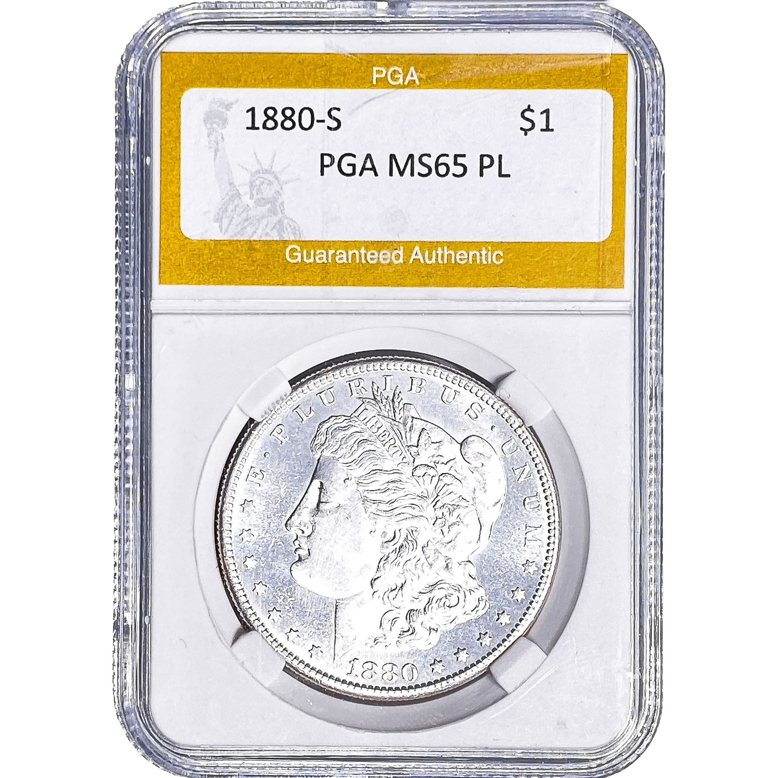 1880-S Morgan Silver Dollar PGA MS65 PL: 1880-S Morgan Silver Dollar PGA MS65 PL