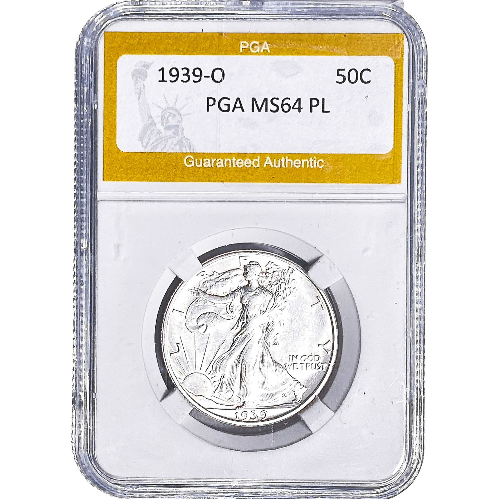 1939-O Walking Liberty Half Dollar PGA MS64 PL: 1939-O Walking Liberty Half Dollar PGA MS64 PL