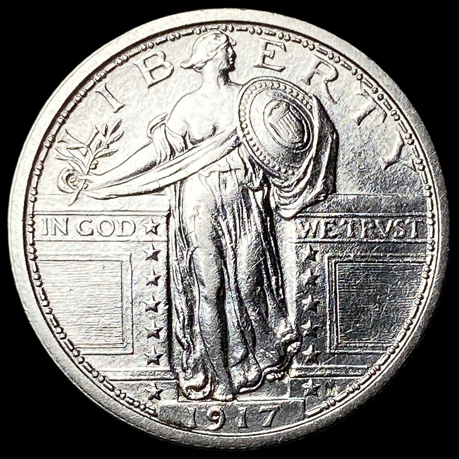 1917 Type 1 Standing Liberty Quarter CHOICE AU: 1917 Type 1 Standing Liberty Quarter CHOICE AU